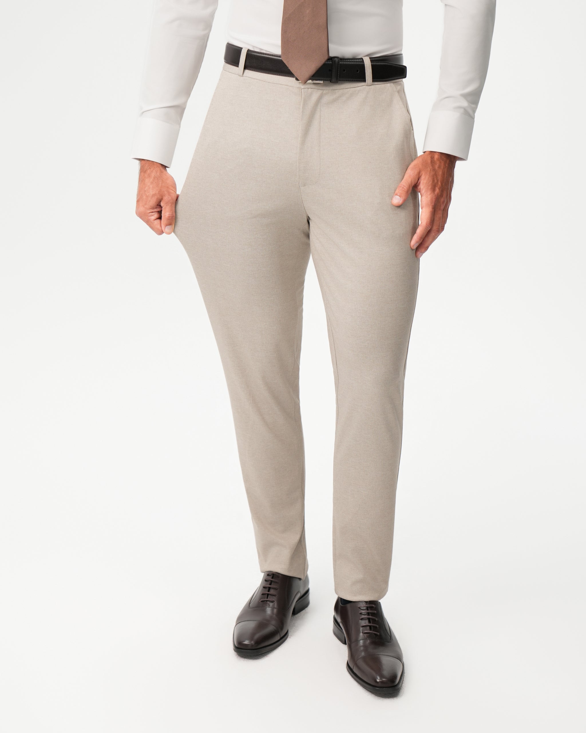Athletic Fit Stretch Suit Pants - Solid Tan
