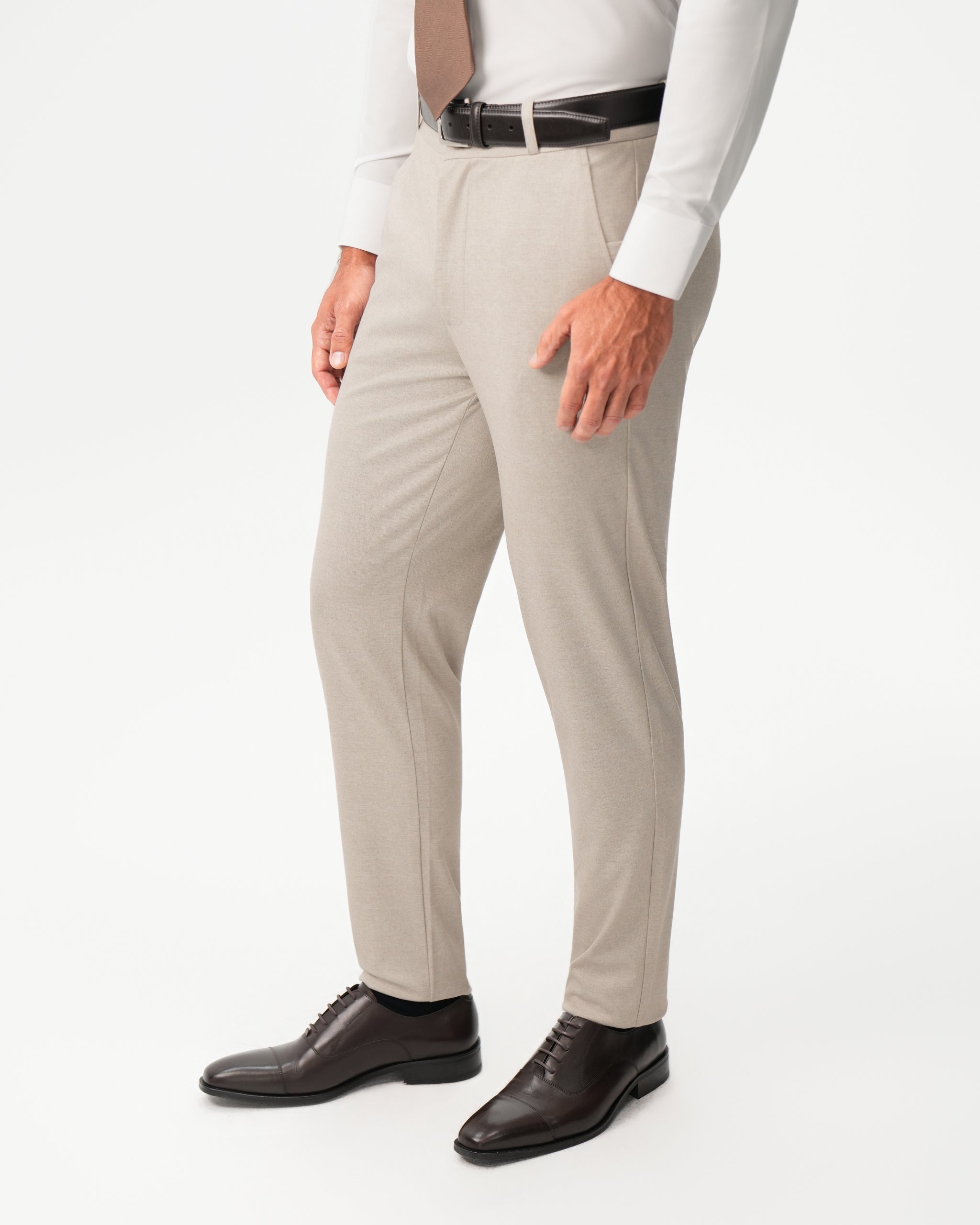 Athletic Fit Stretch Suit Pants - Solid Tan