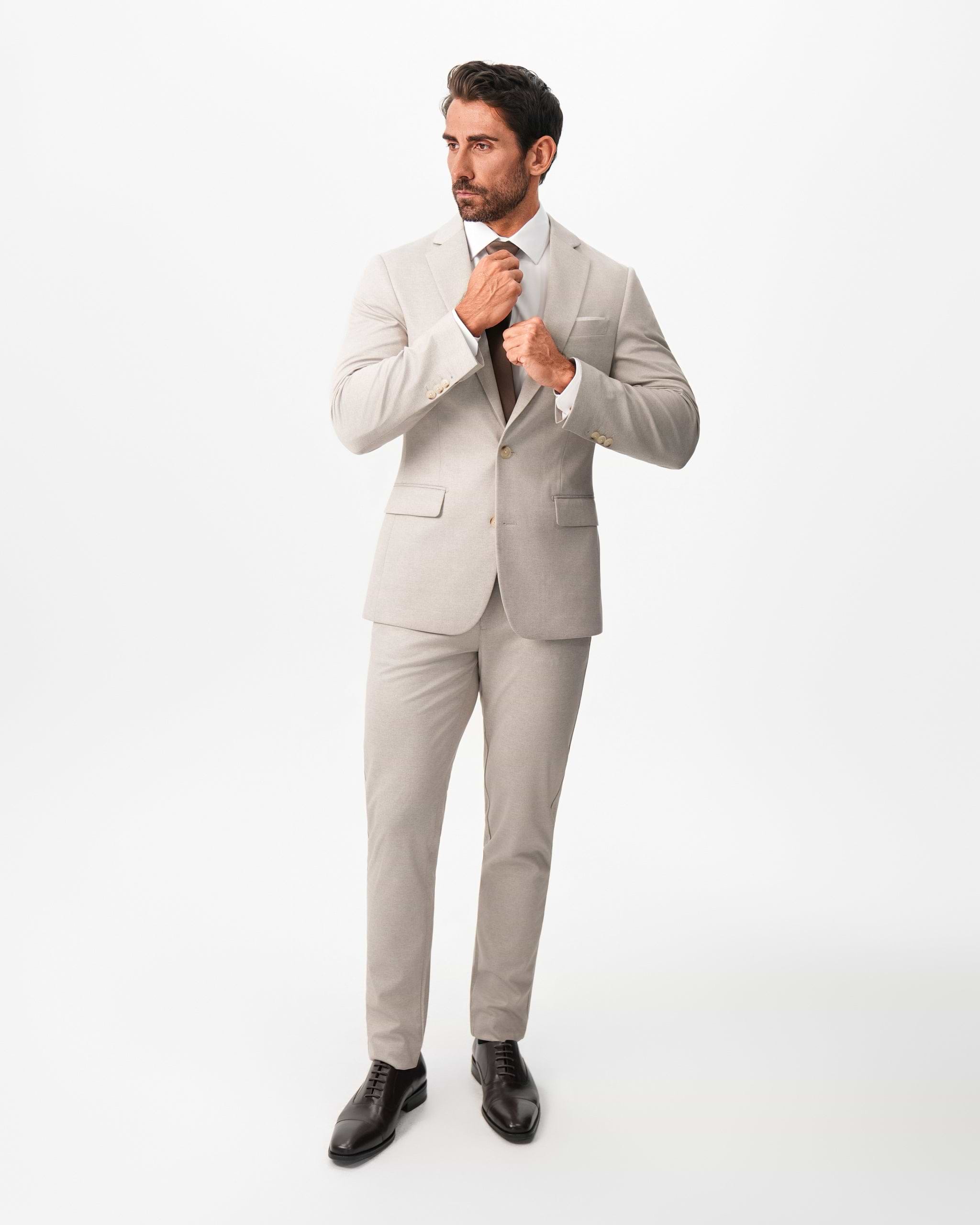 Athletic Fit Stretch Suit - Solid Tan
