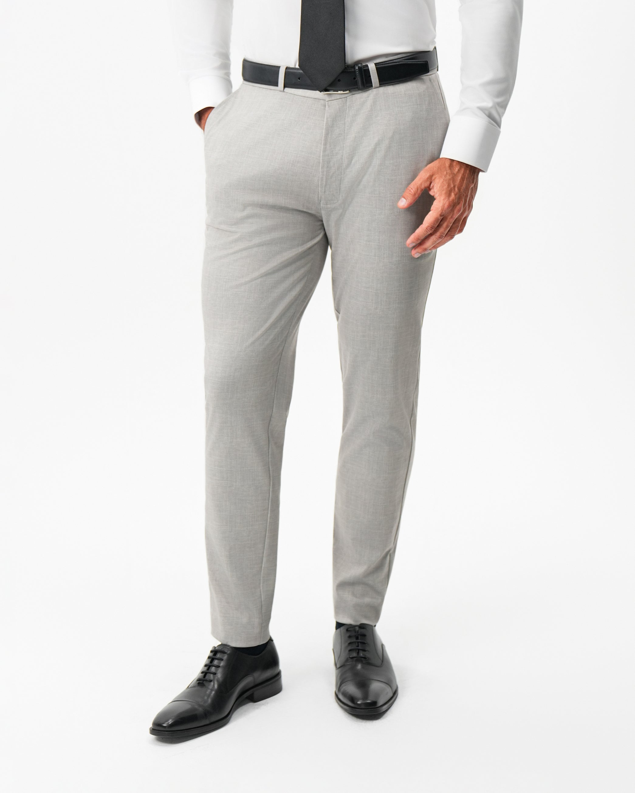 Athletic Fit Stretch Pants - Stone Crosshatch