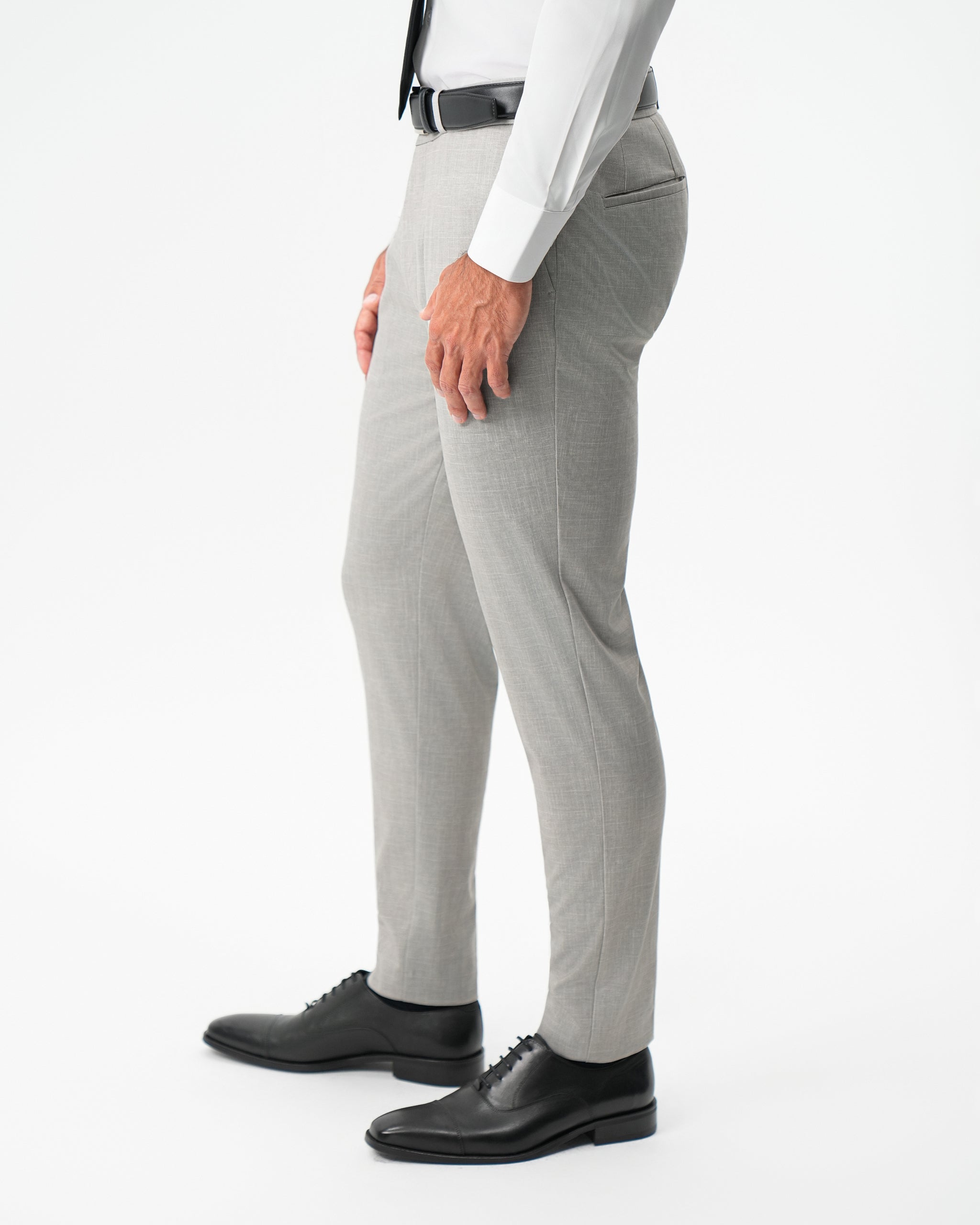 Athletic Fit Stretch Pants - Stone Crosshatch