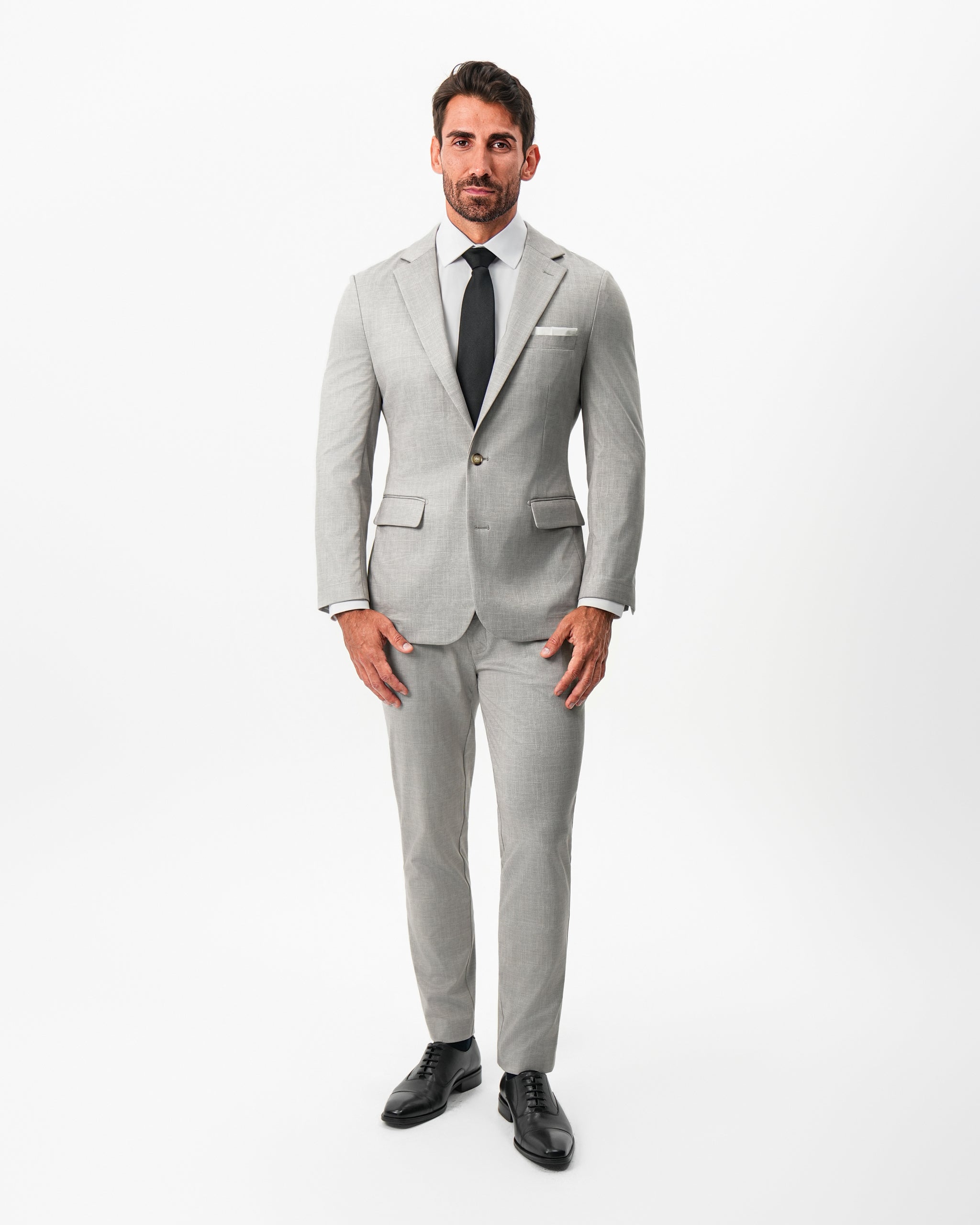 Athletic Fit Stretch Blazer - Unstructured Stone Crosshatch