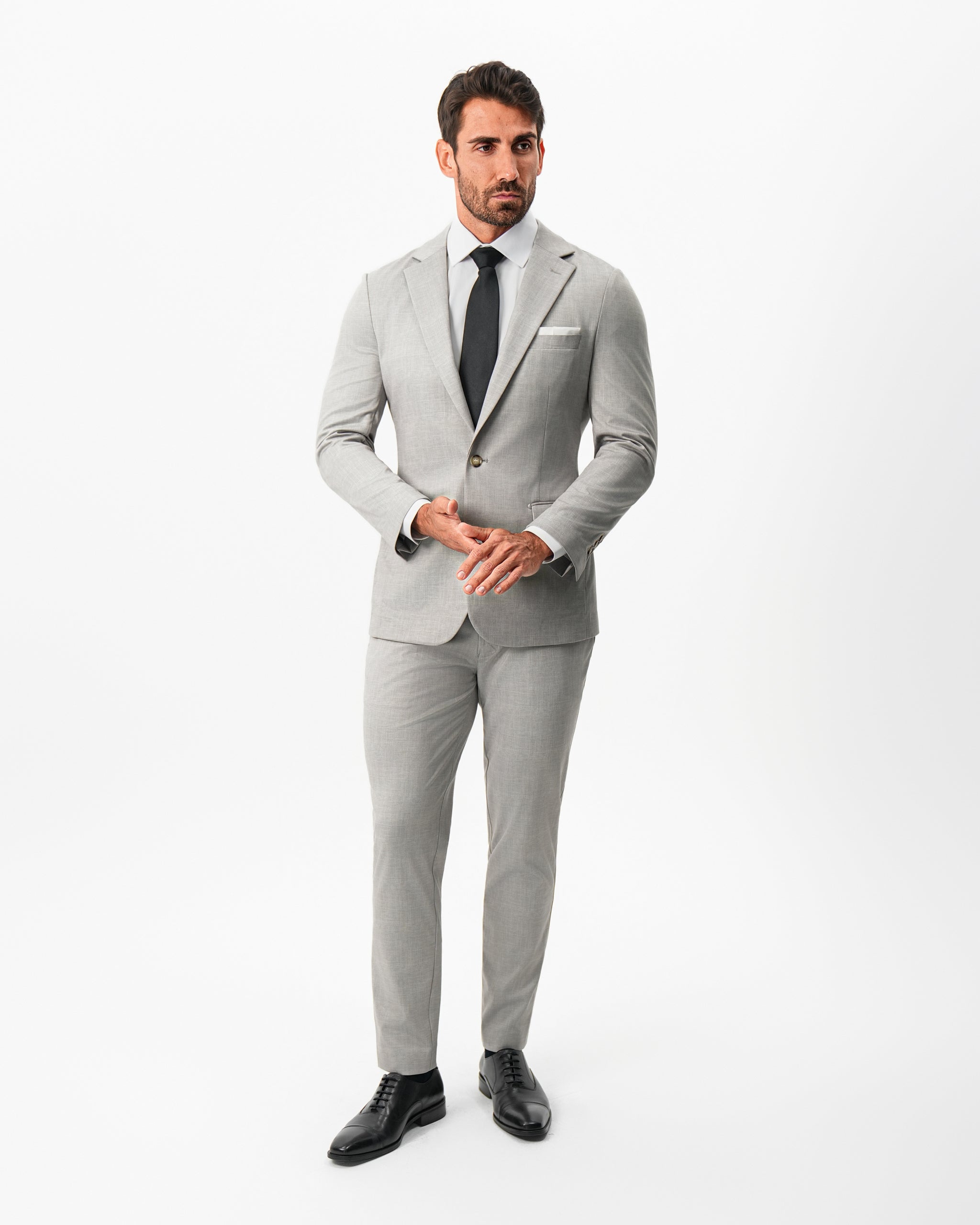 Athletic Fit Stretch Blazer - Unstructured Stone Crosshatch