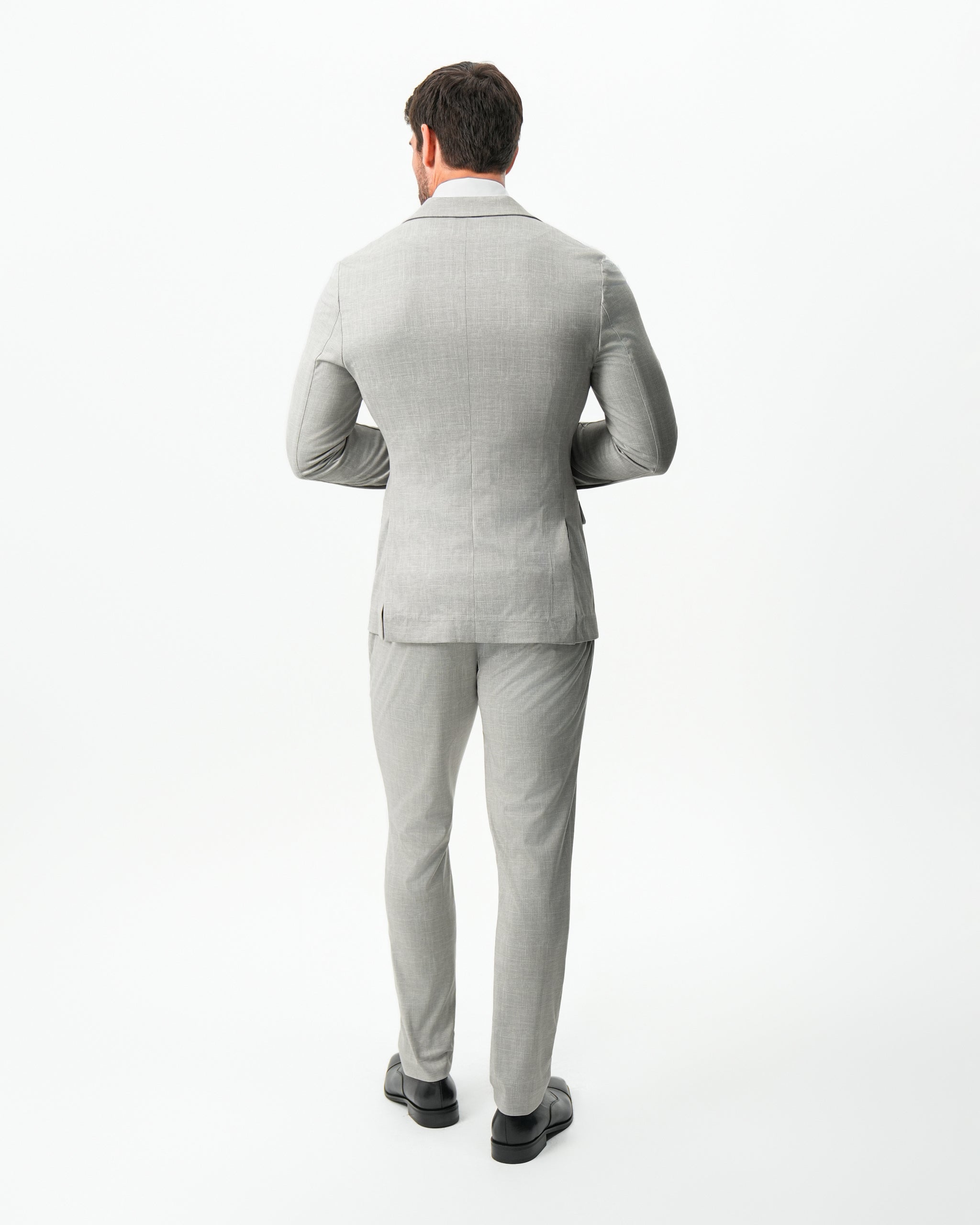 Athletic Fit Stretch Suit - Unstructured Stone Crosshatch