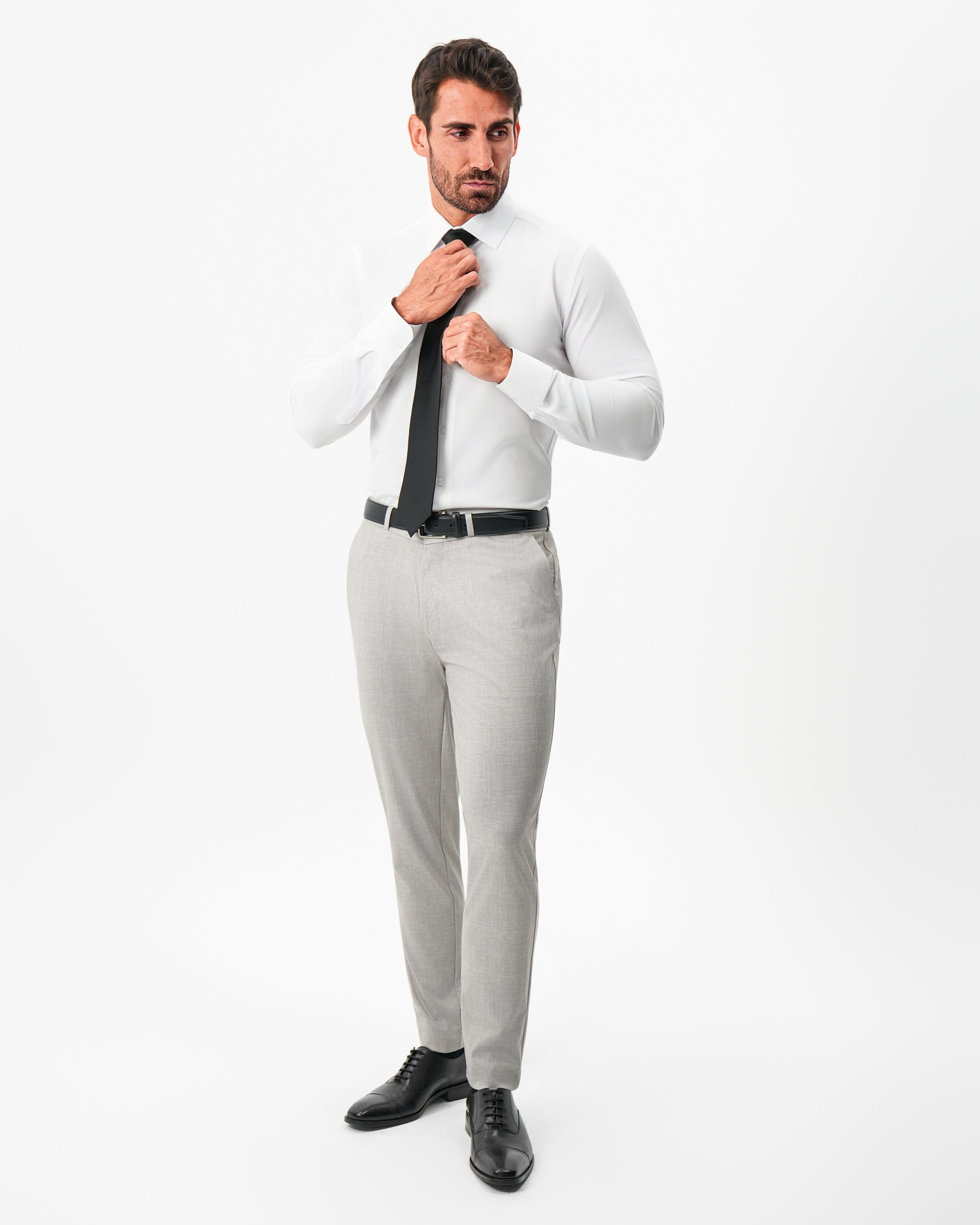 Athletic Fit Stretch Pants - Stone Crosshatch