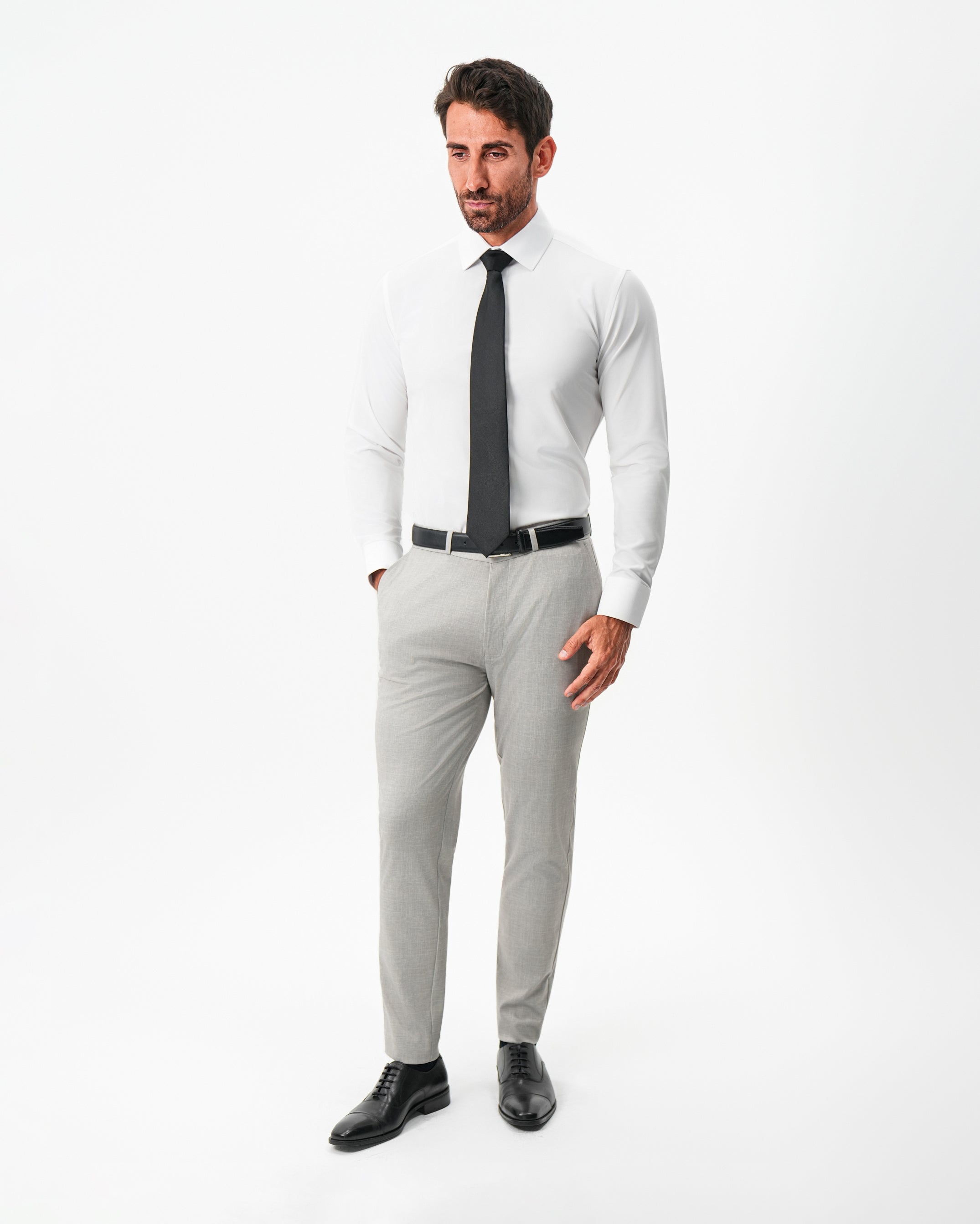 Athletic Fit Stretch Pants - Stone Crosshatch
