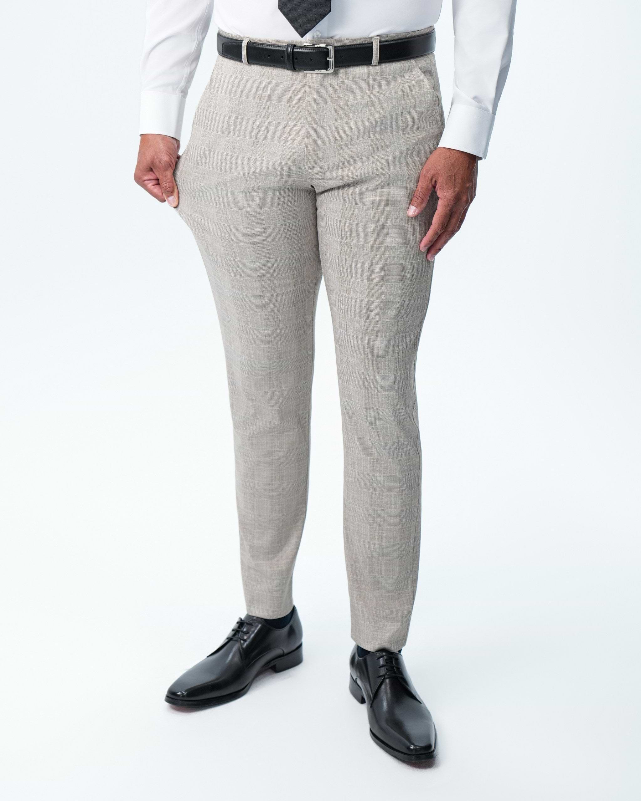 Athletic Fit Stretch Suit - Tan Plaid