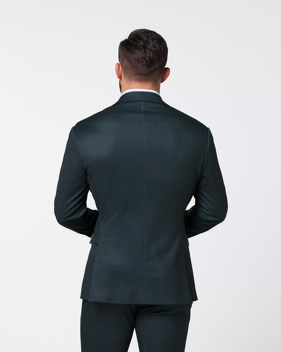 Athletic Fit Stretch Suit - Navy and Light Blue Microcheck