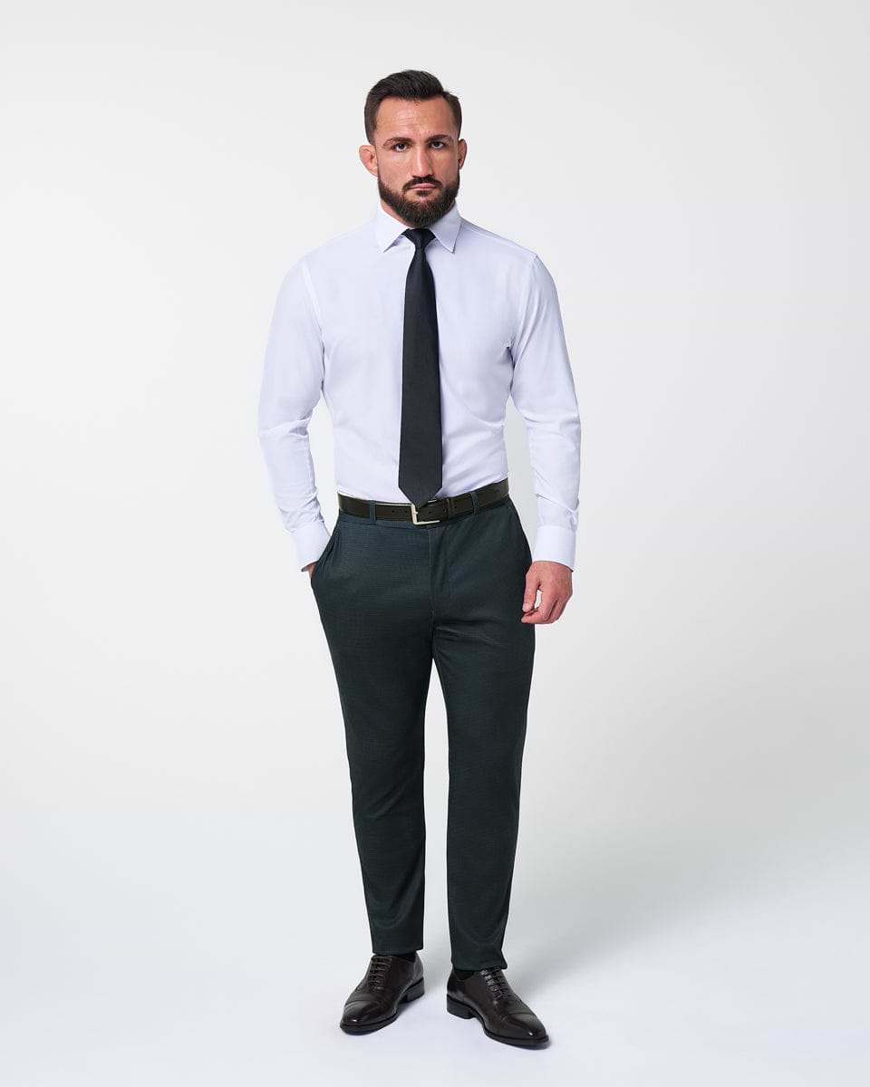 Athletic Fit Stretch Suit - Navy and Light Blue Microcheck