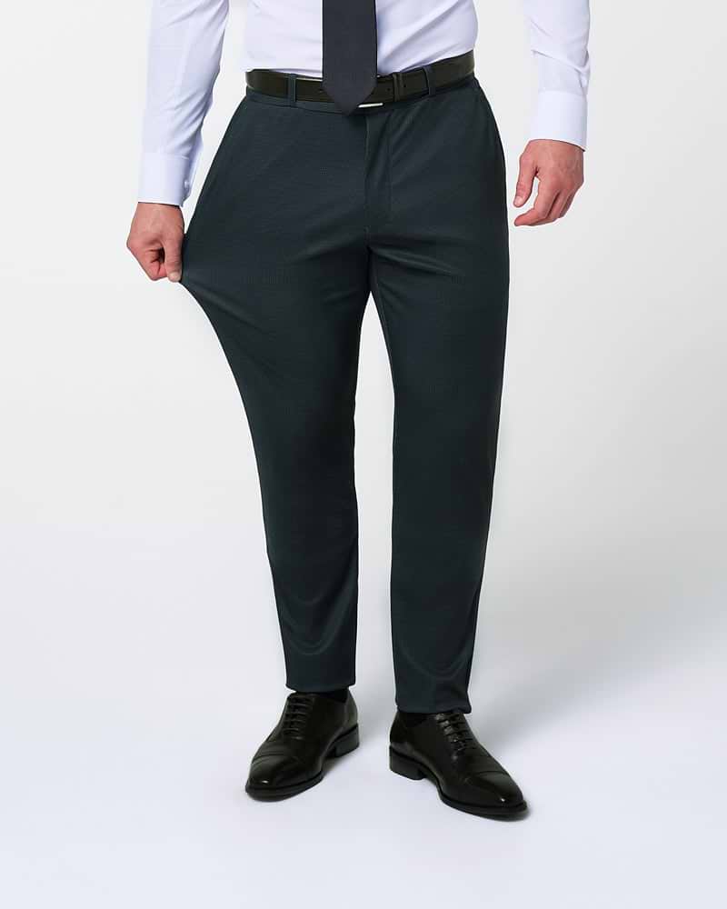 Athletic Fit Stretch Suit - Navy and Light Blue Microcheck