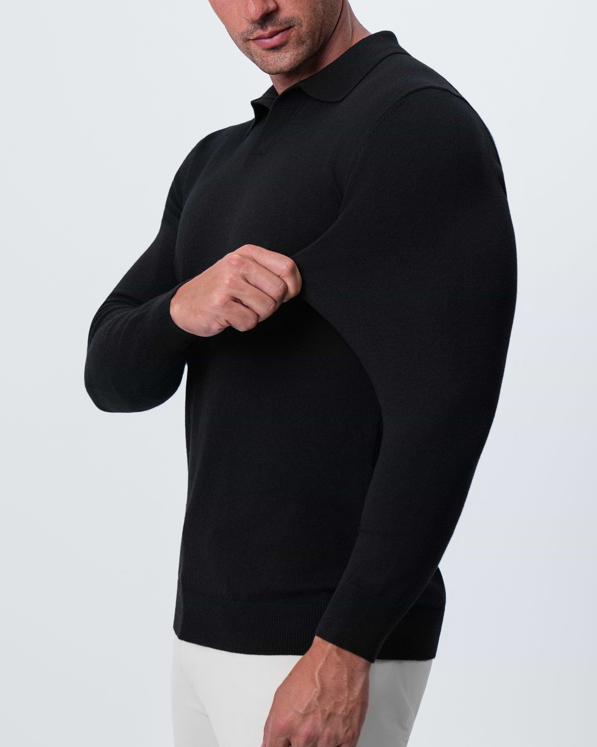 Buttonless Sweater Polo - Black