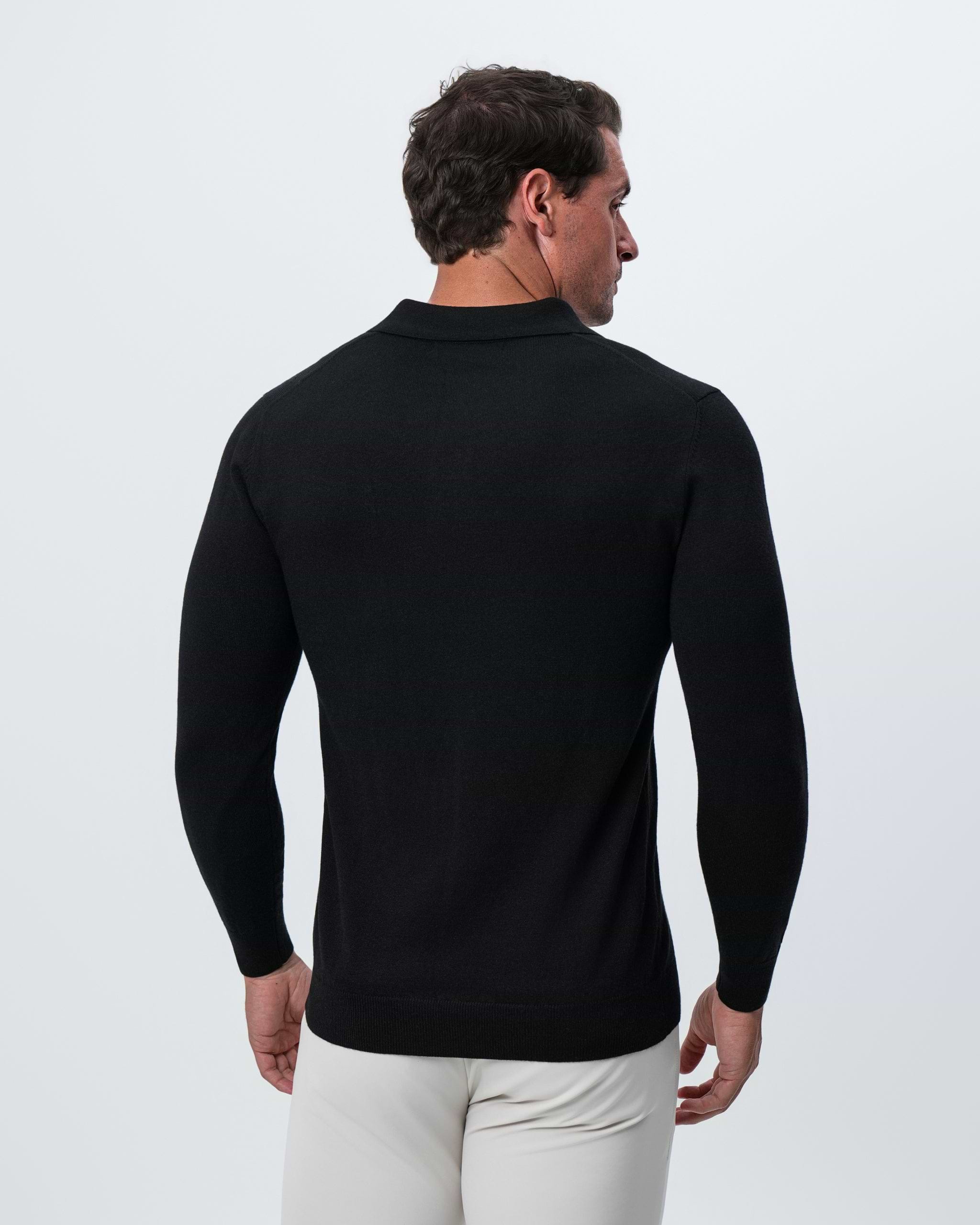 Buttonless Sweater Polo - Black