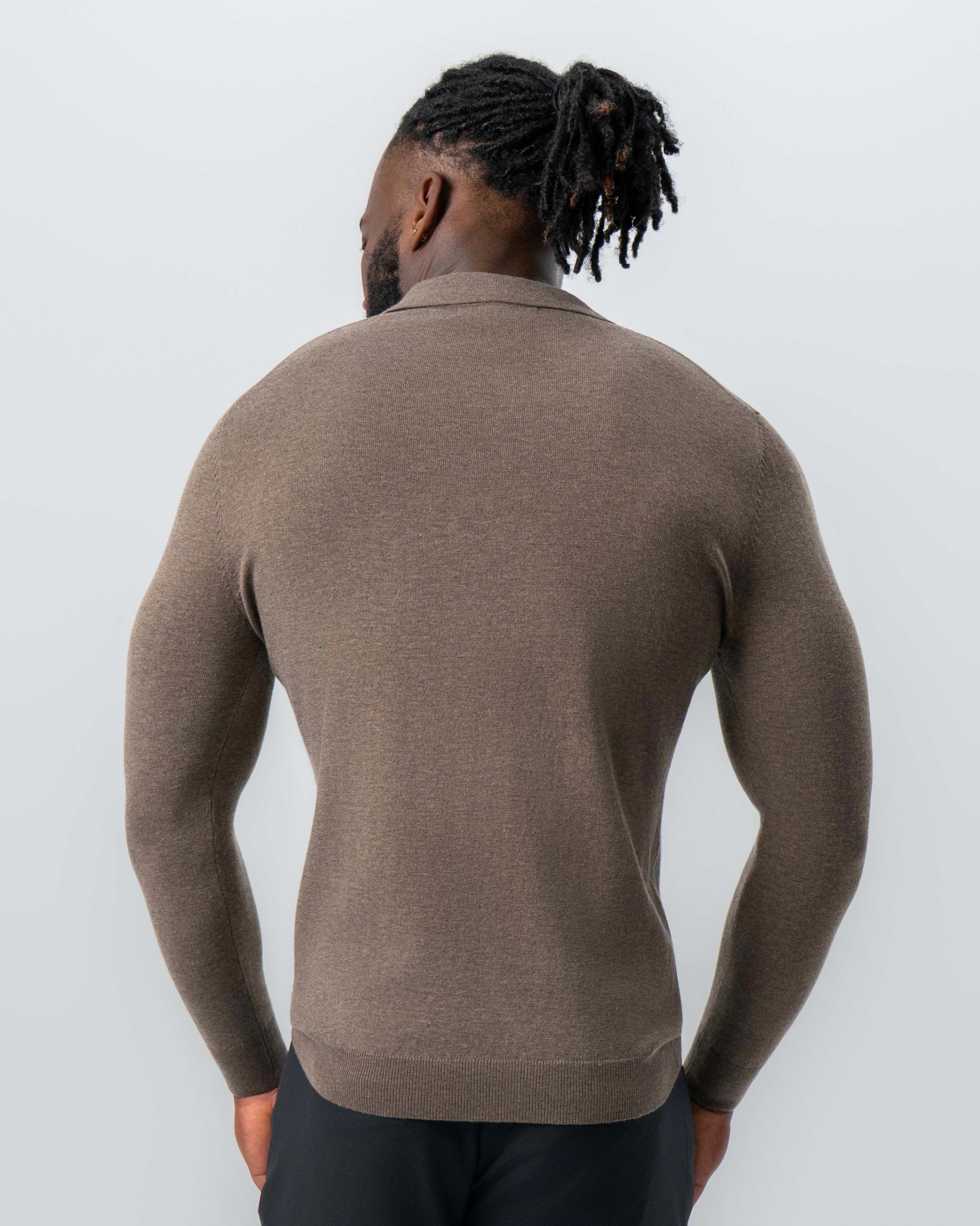 Buttonless Sweater Polo - Brown