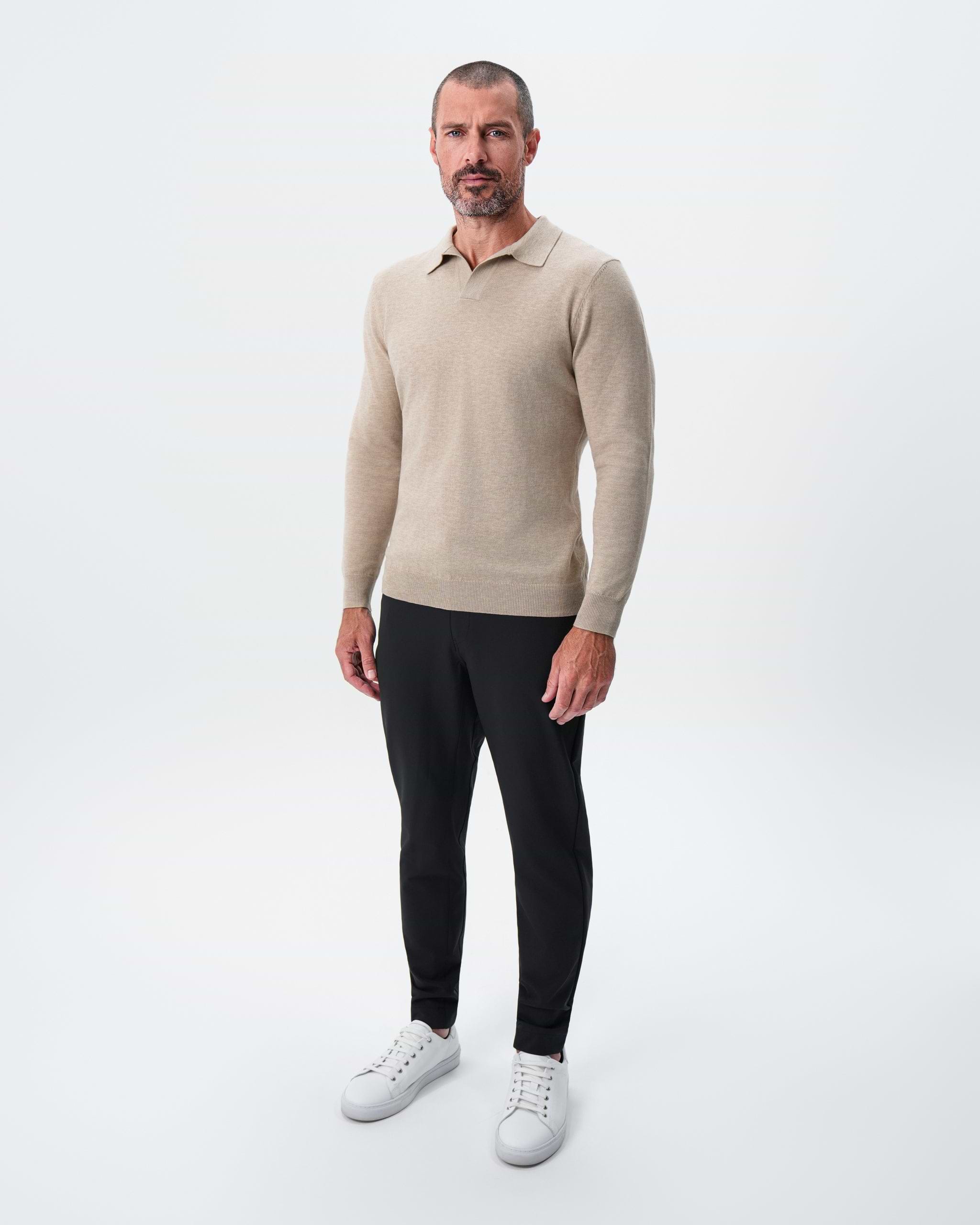 Buttonless Sweater Polo - Light Tan