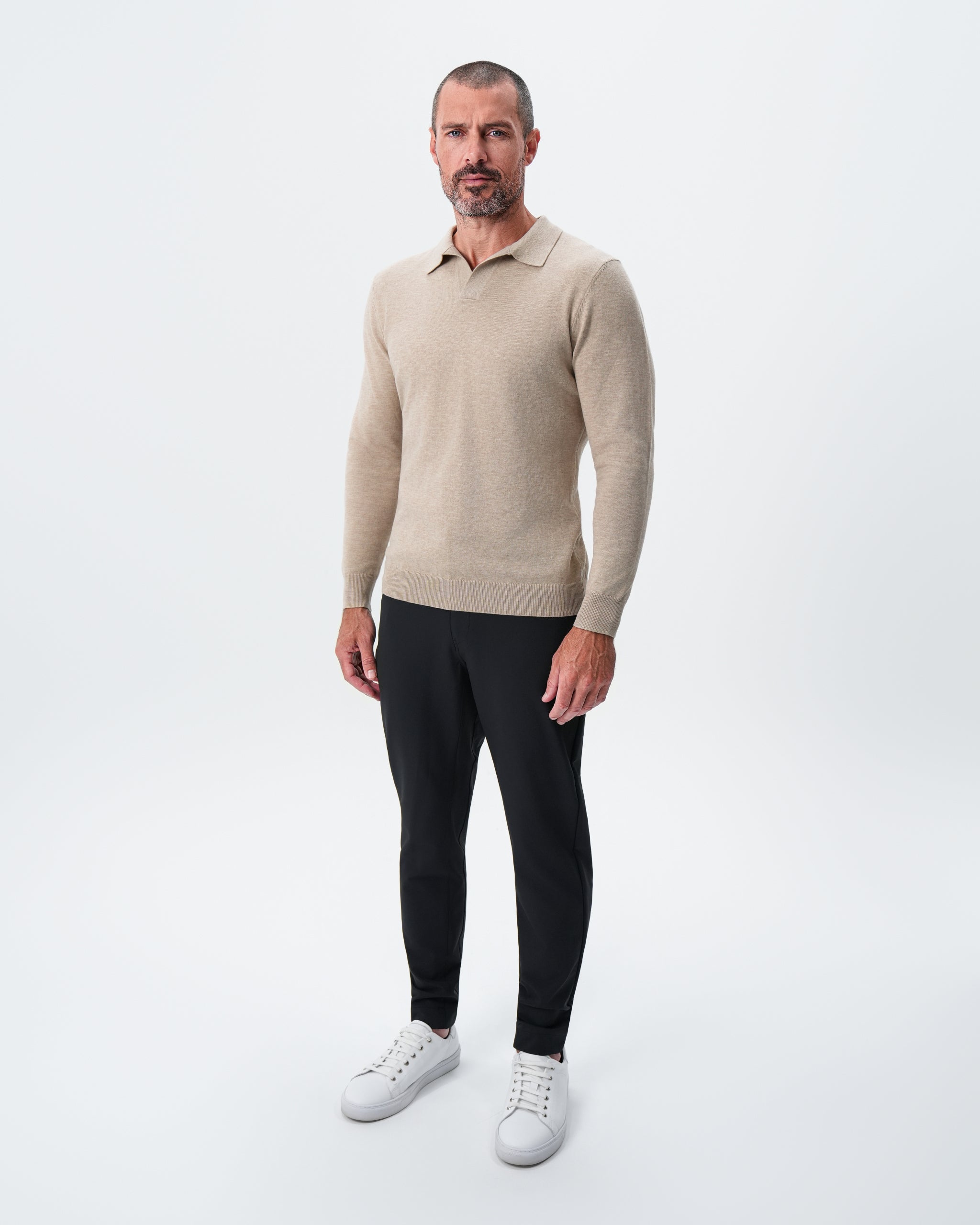 Buttonless Sweater Polo - Light Tan