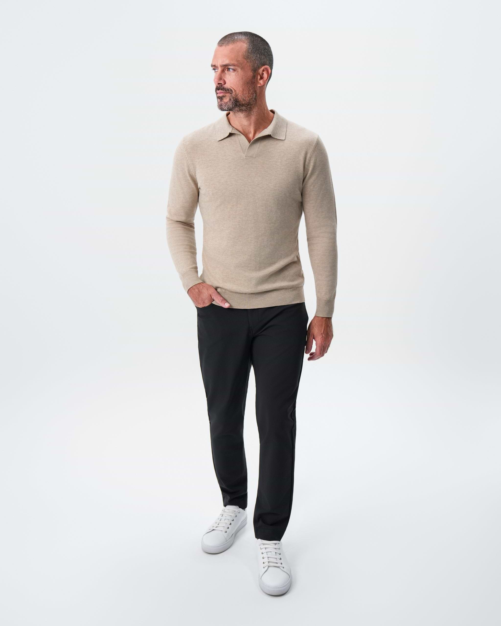 Buttonless Sweater Polo - Light Tan
