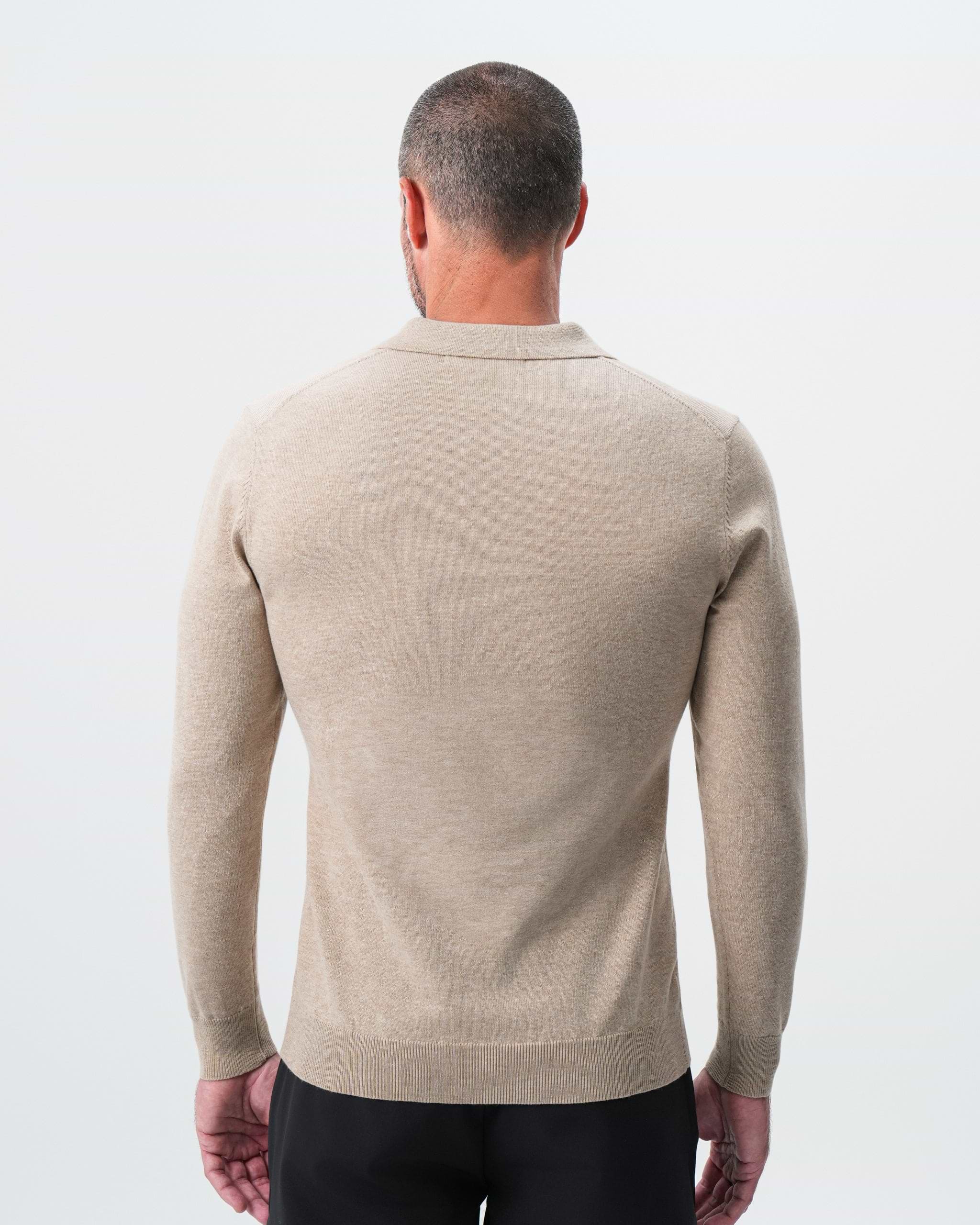 Buttonless Sweater Polo - Light Tan