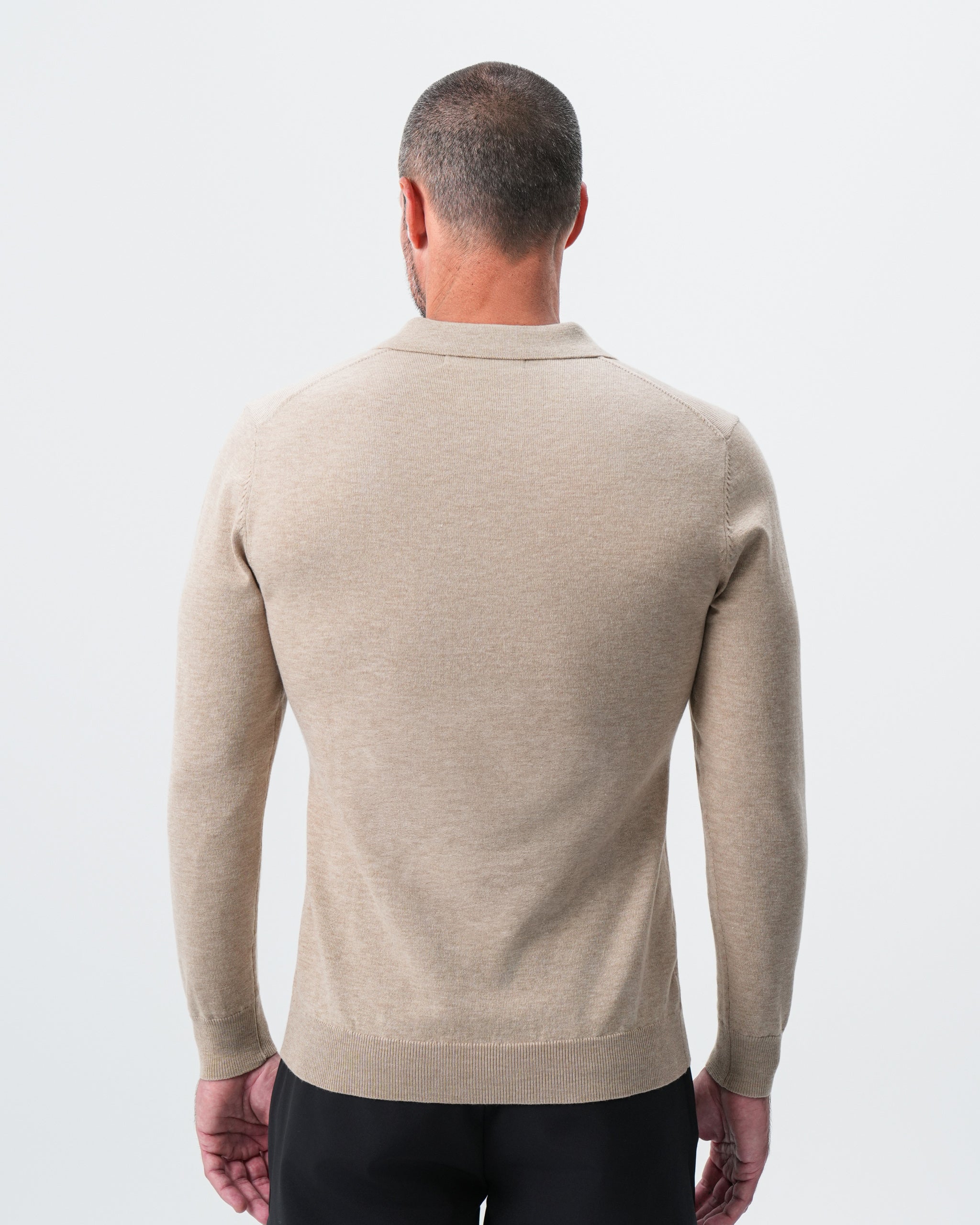 Buttonless Sweater Polo - Light Tan