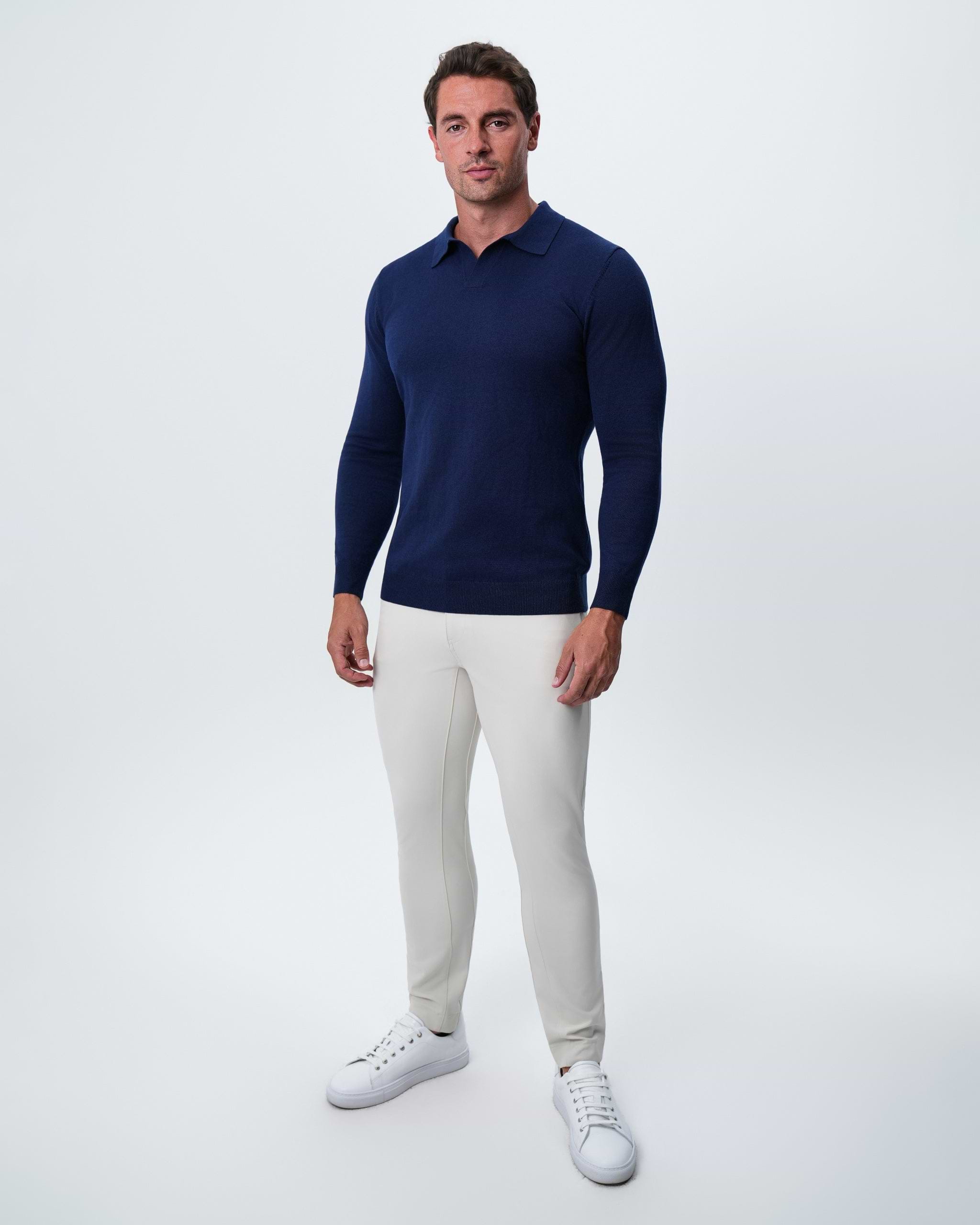 Buttonless Sweater Polo - Navy
