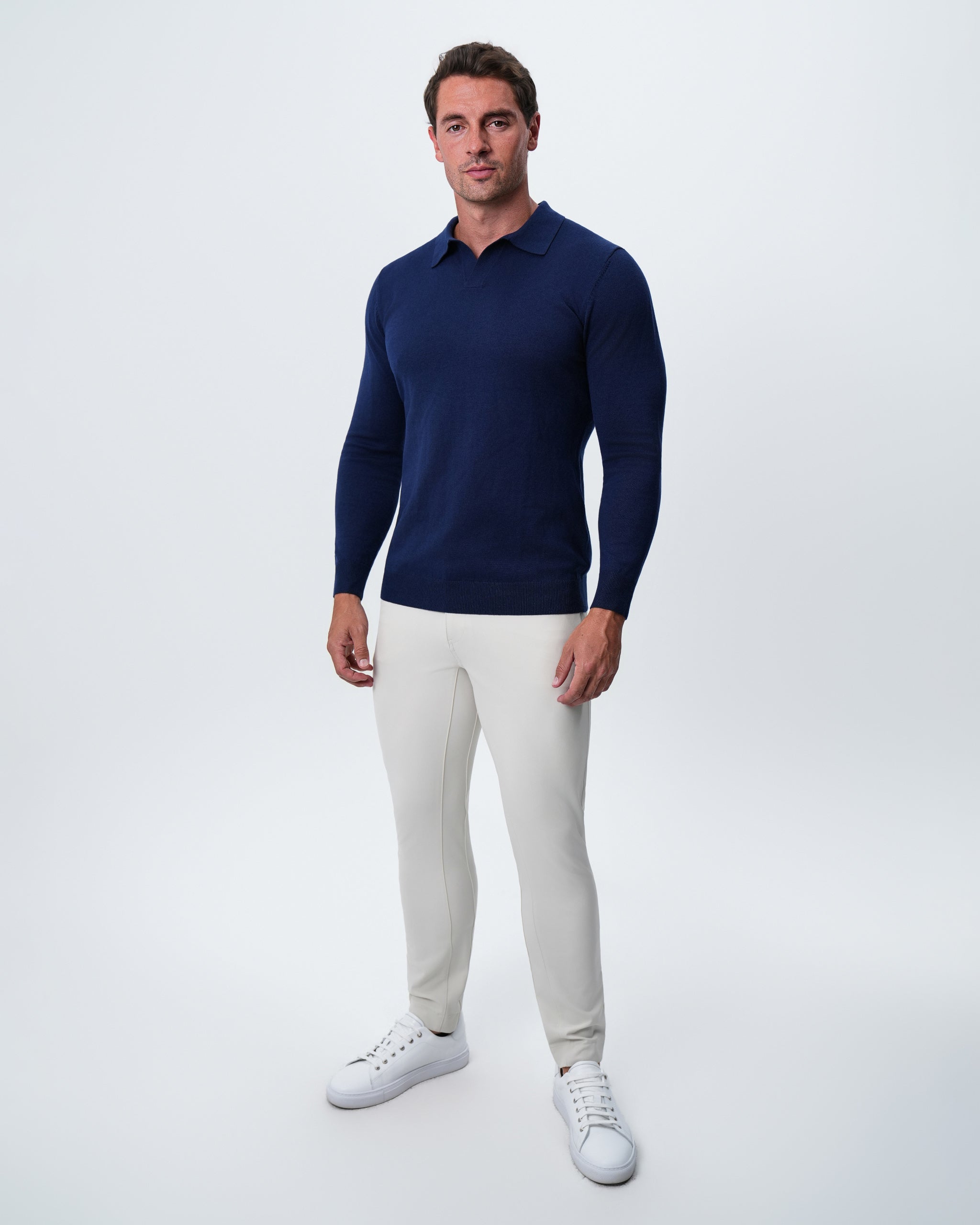 Buttonless Sweater Polo - Navy