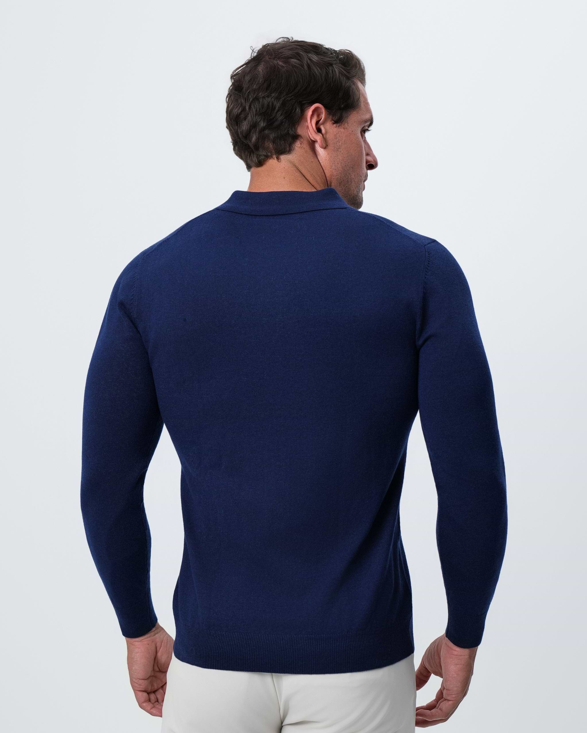 Buttonless Sweater Polo - Navy