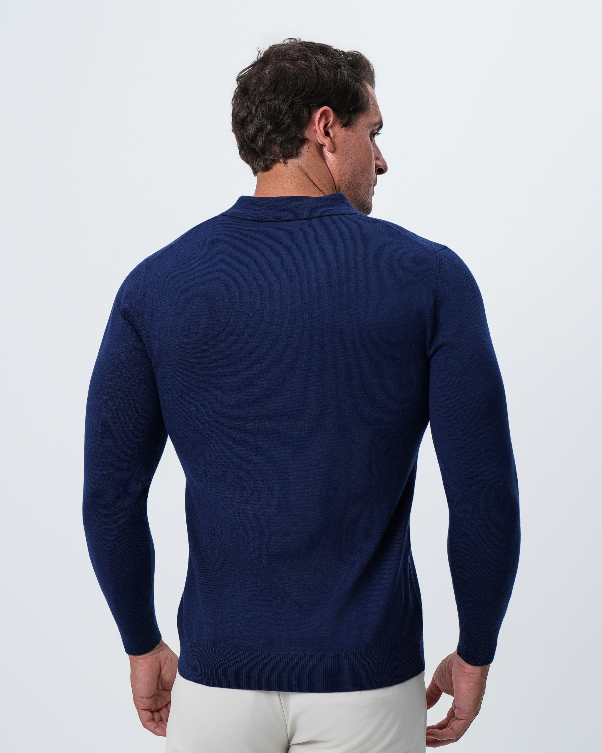 Buttonless Sweater Polo - Navy
