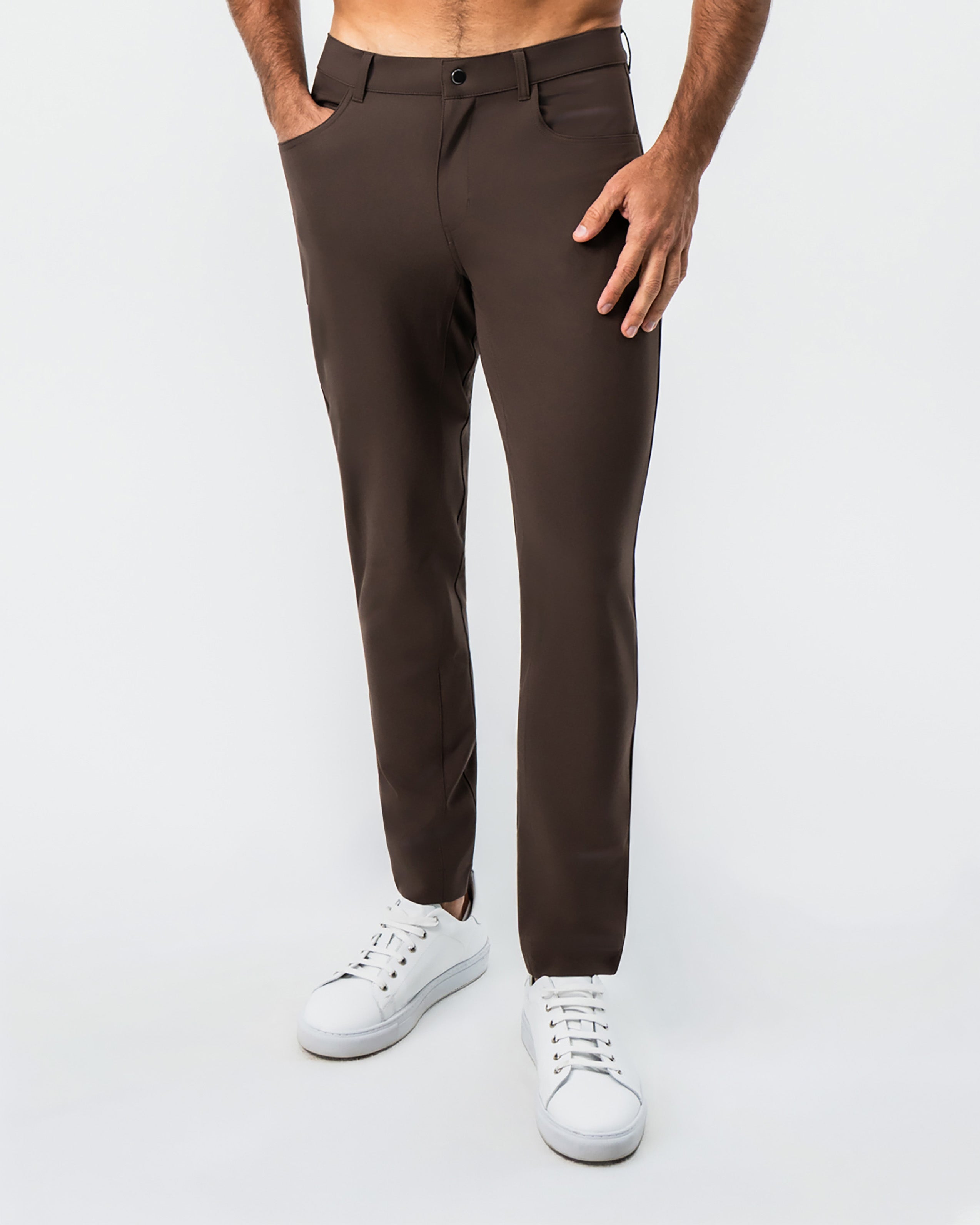 パンツ Rich I 25SS 3 TUCK TROUSERS BROWN 50 Athletic Fit Stretch Tech Chino - Brown