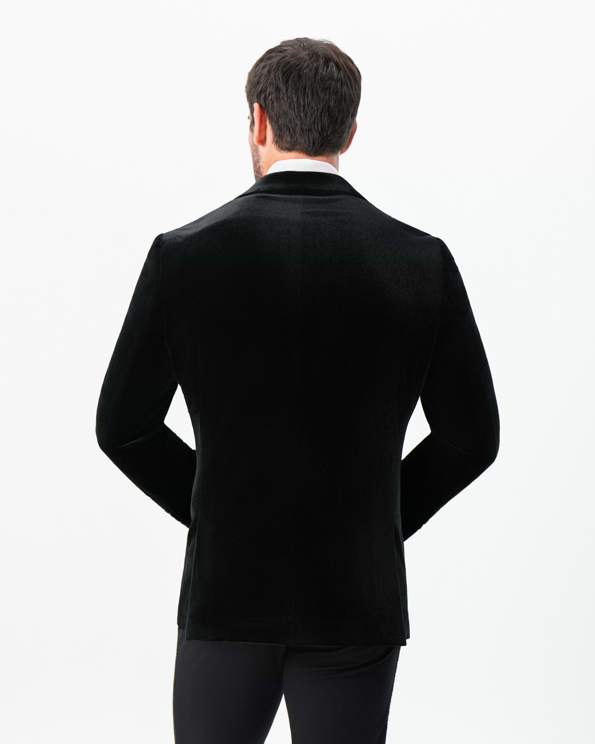 Tuxedo Jacket - Black Velvet with Peak Lapel
