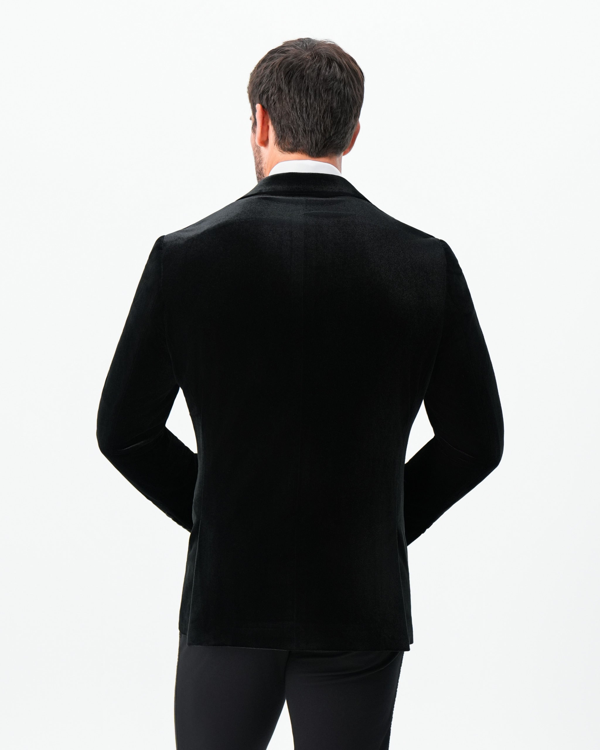 Tuxedo Jacket - Black Velvet with Peak Lapel