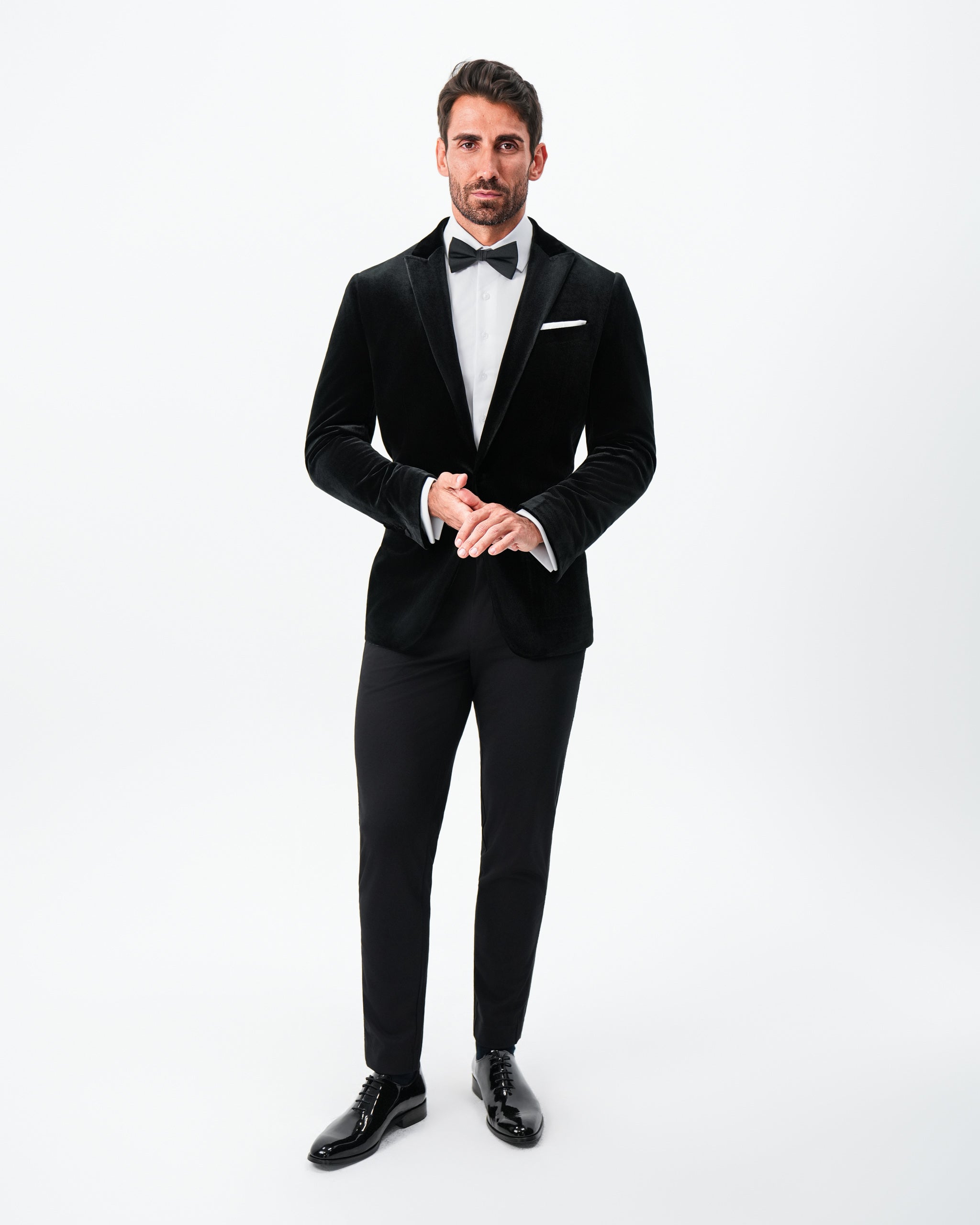 Tuxedo Jacket - Black Velvet with Peak Lapel