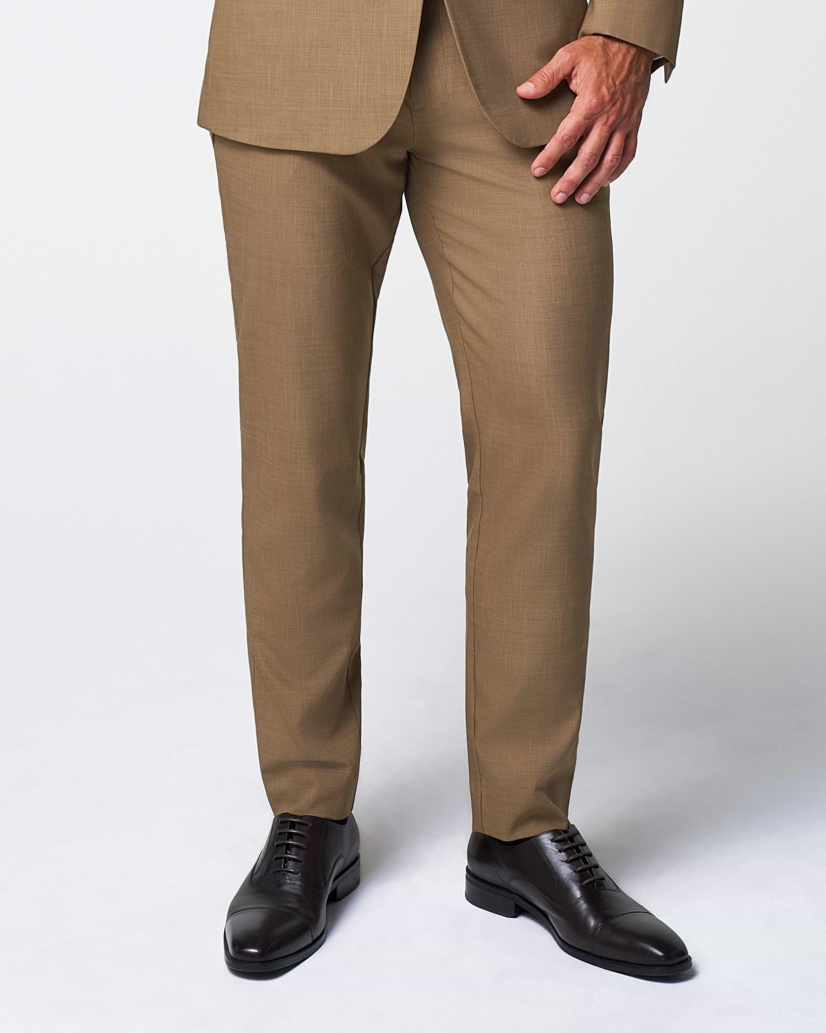 Athletic Fit Stretch Suit Pants - Heathered Cappuccino