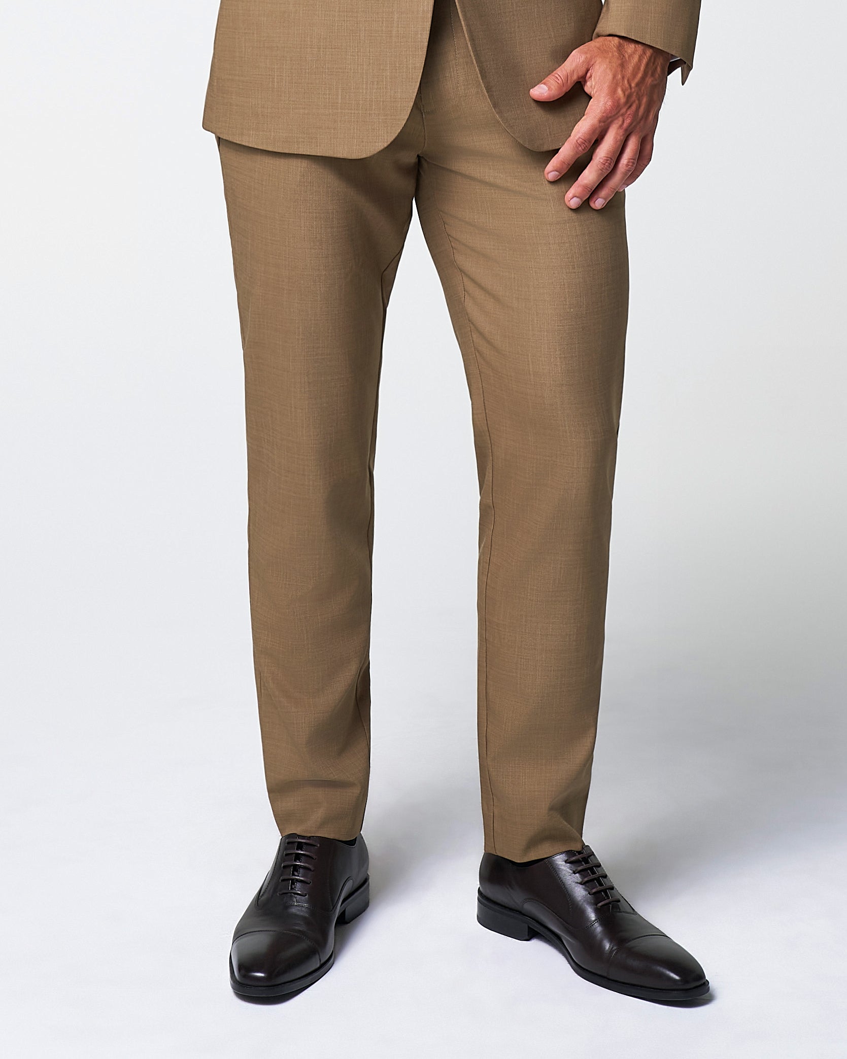 Athletic Fit Stretch Suit Pants - Heathered Cappuccino