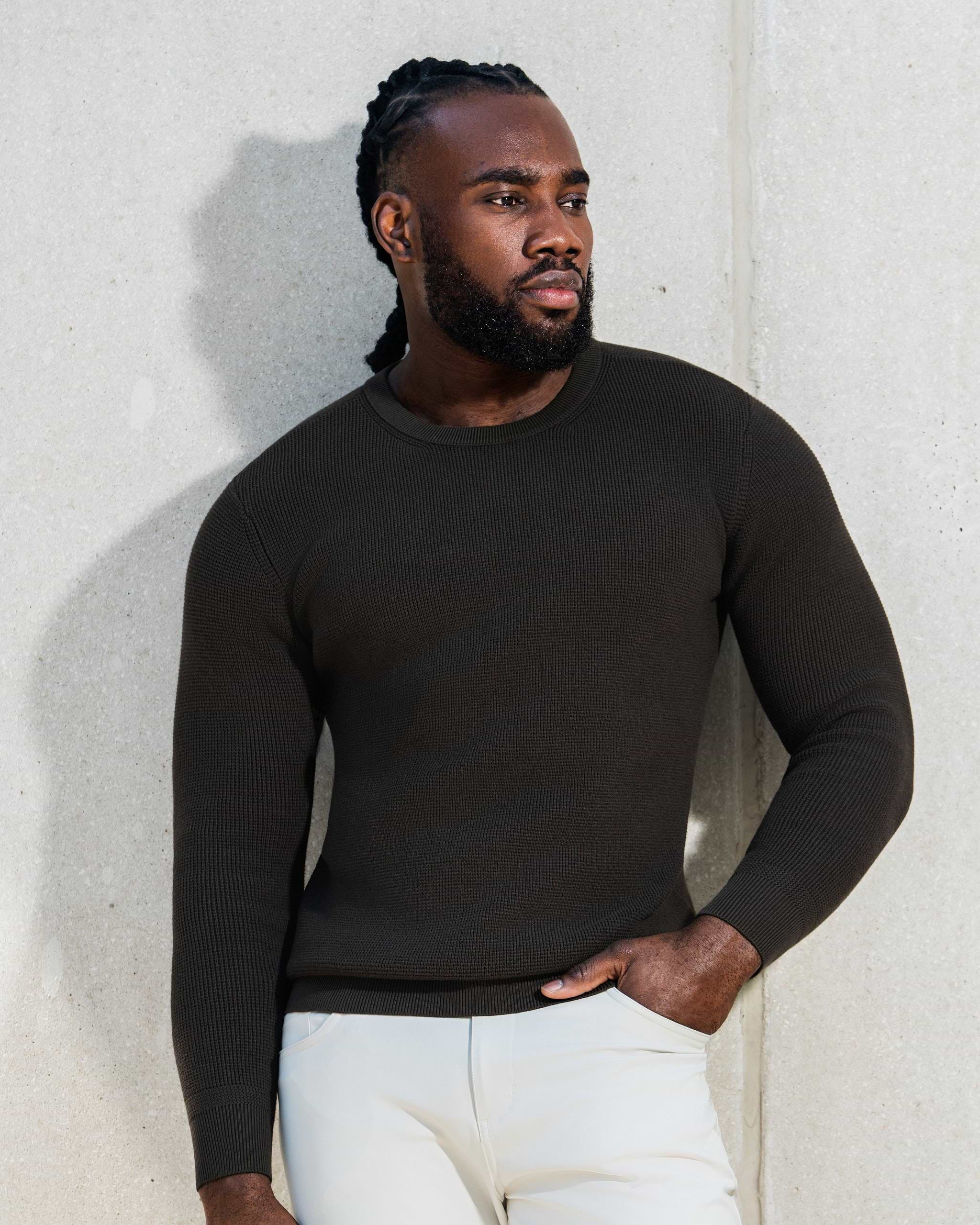 Heavy Knit Crewneck - Dark Brown