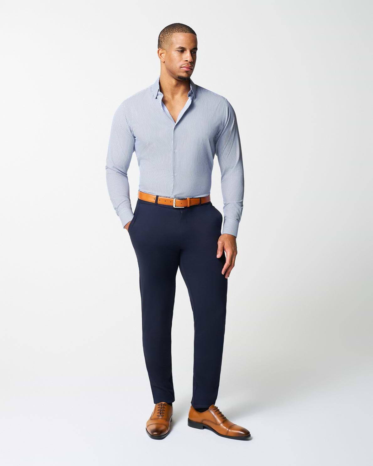 "The Tucker" Mid-Blue Bengal Stripe