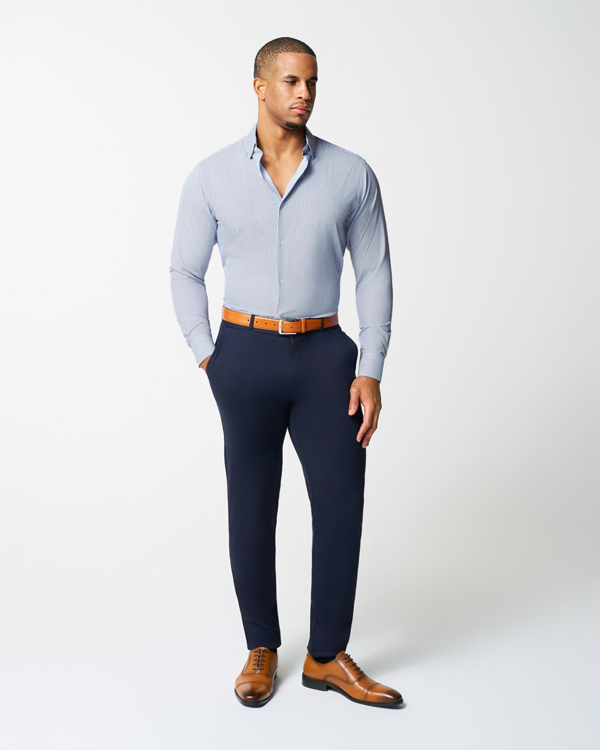 "The Tucker" Mid-Blue Bengal Stripe