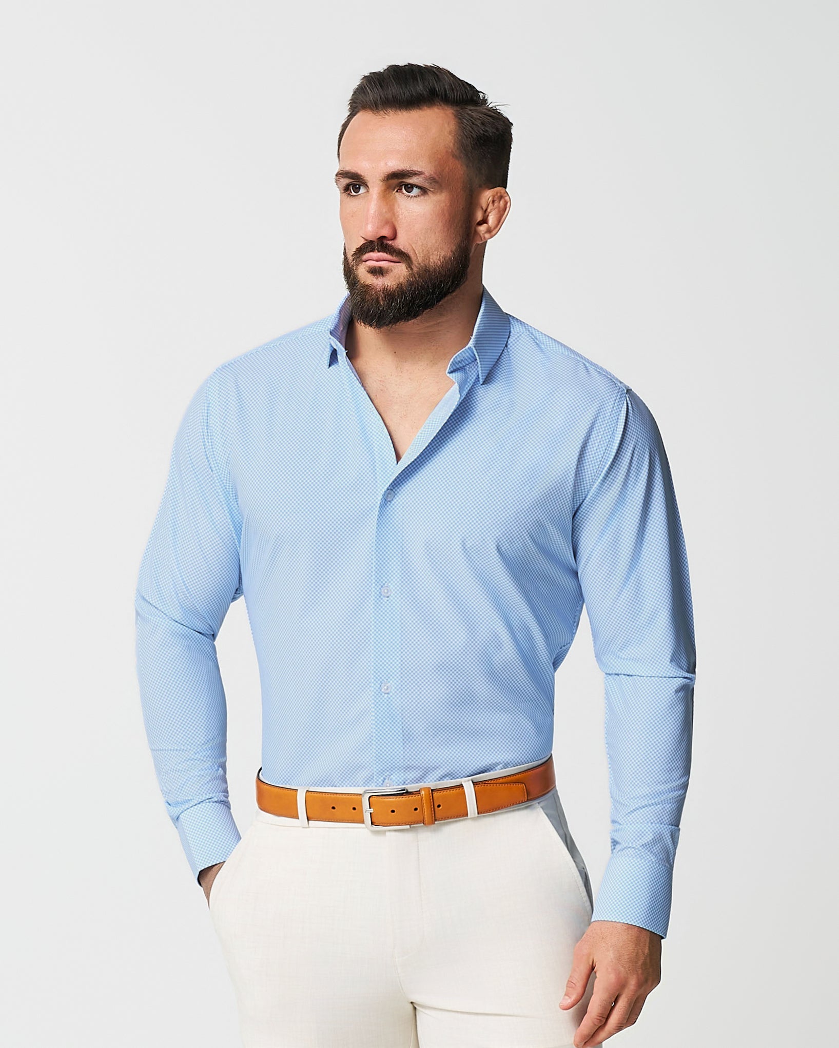 "The Vernor" Light Blue Square Check Print