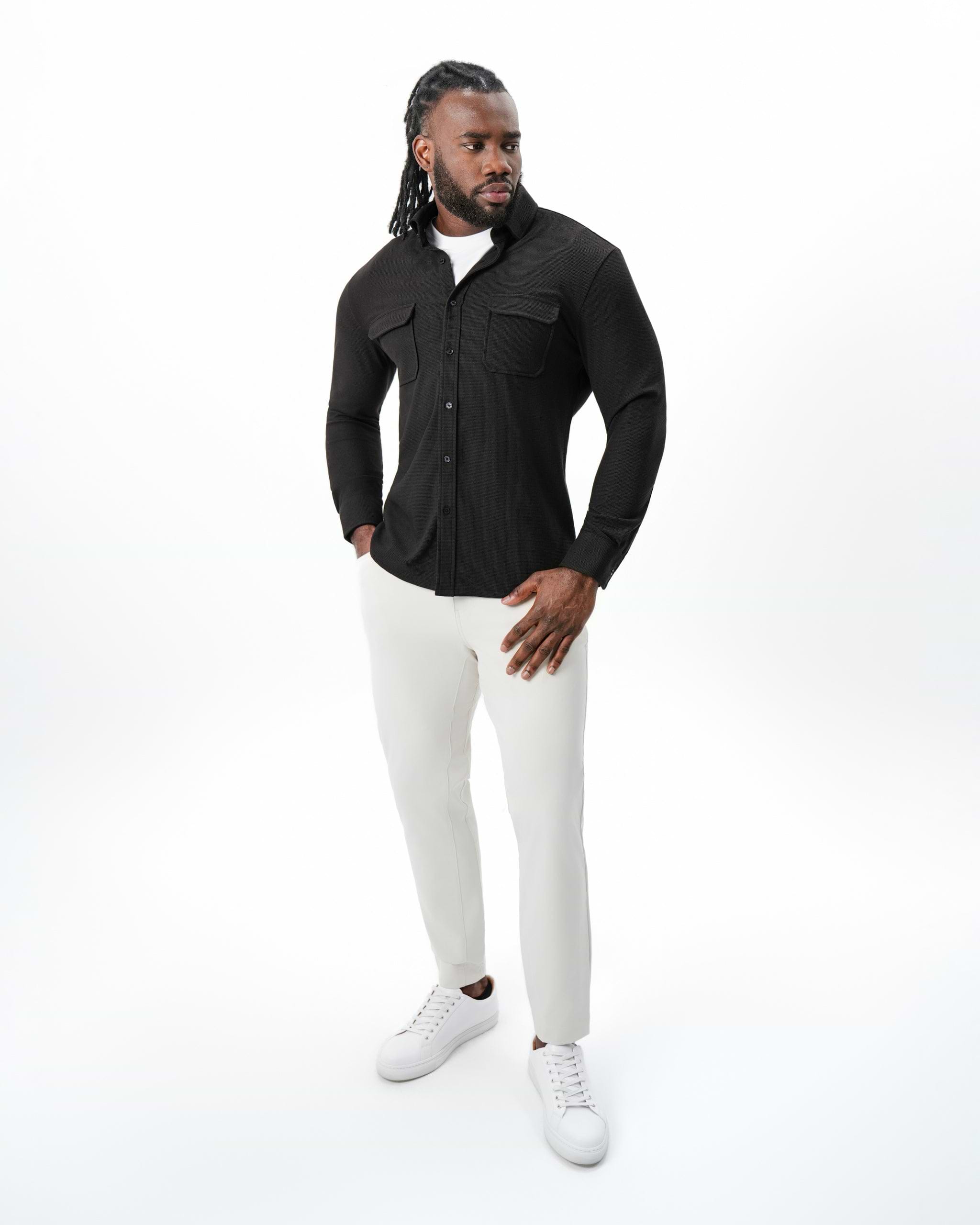 Waffle Patch Pocket Button Down - Deep Espresso