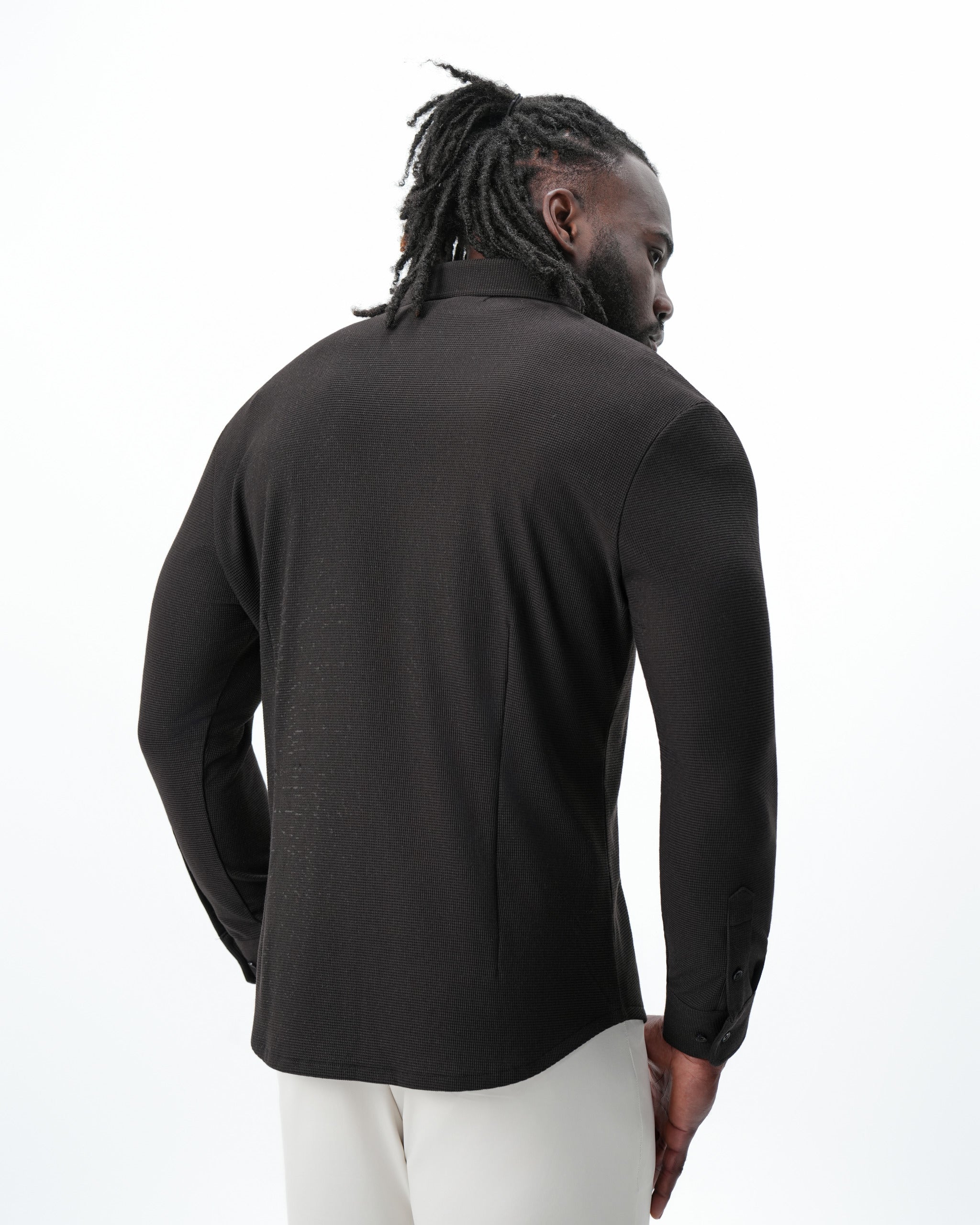 Waffle Patch Pocket Button Down - Deep Espresso