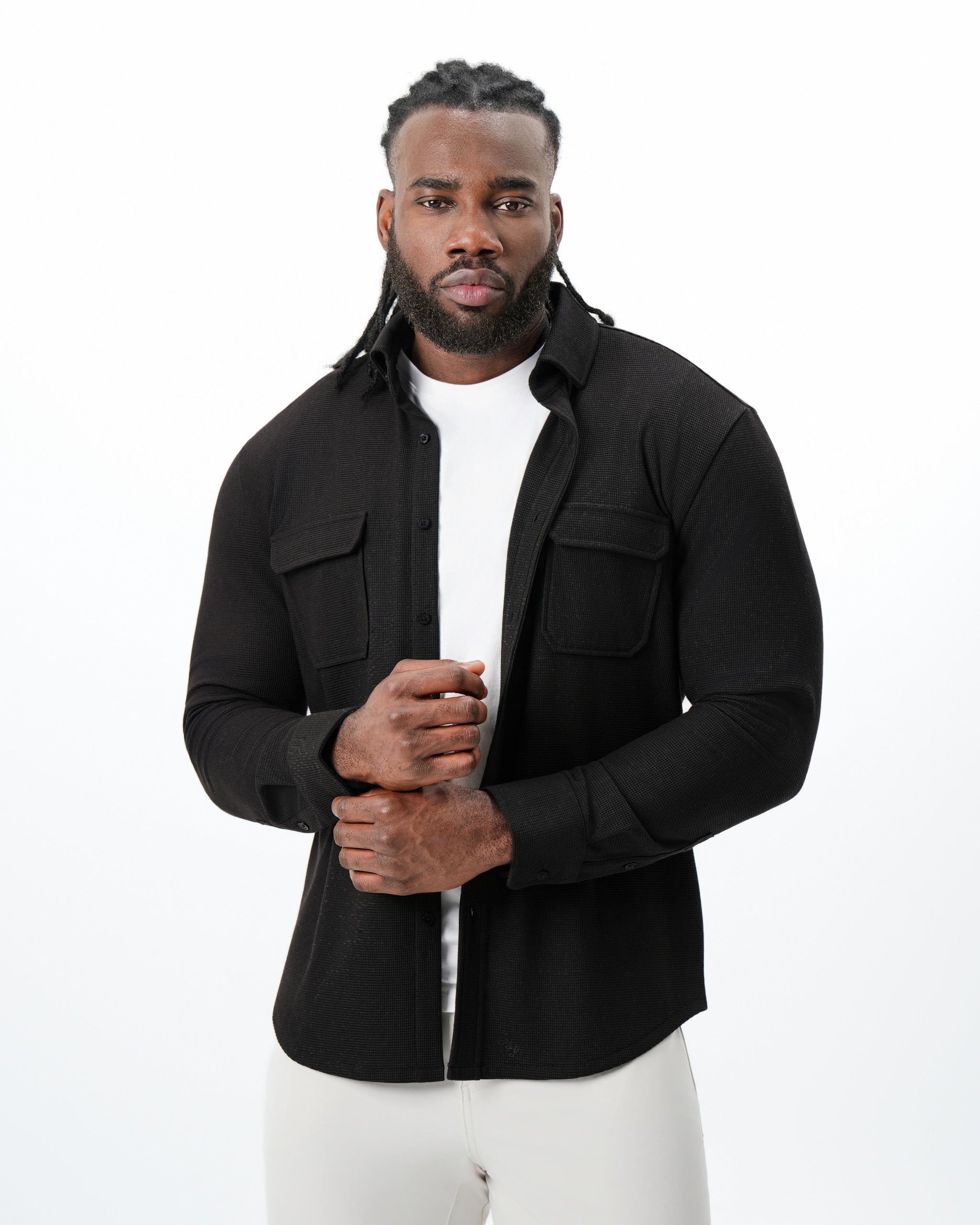 Waffle Patch Pocket Button Down - Deep Espresso