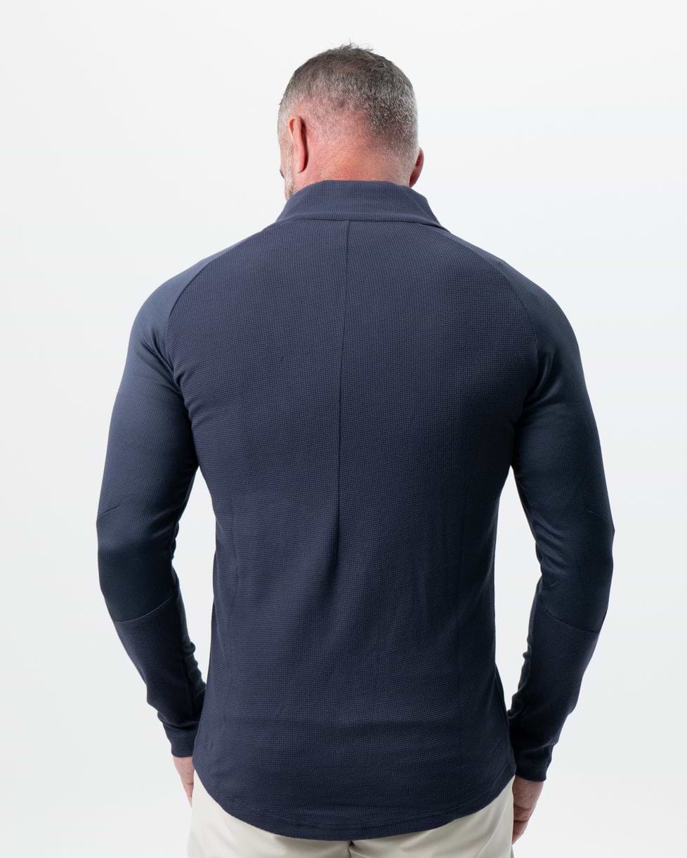 Waffle Knit Quarter Zip - Navy
