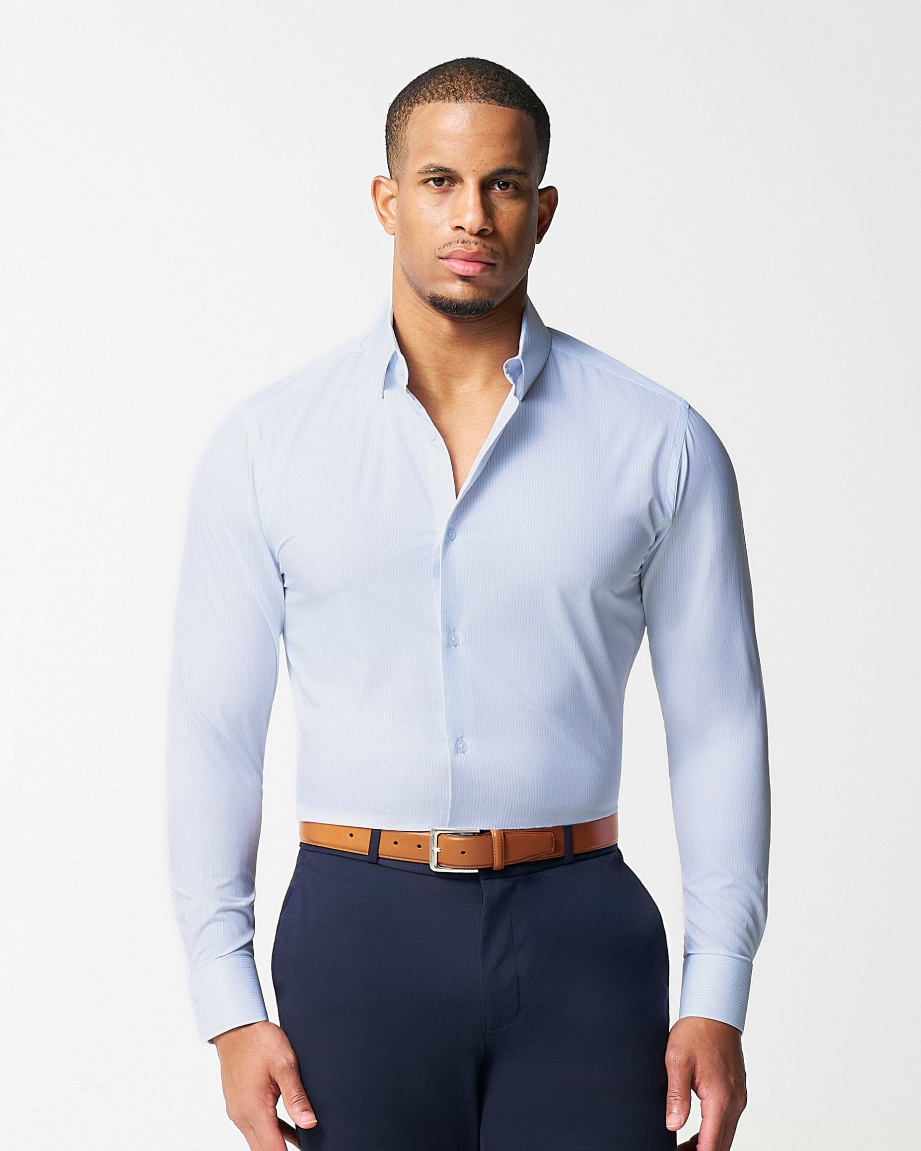 "The Watertown" White & Light Blue Mini Windowpane
