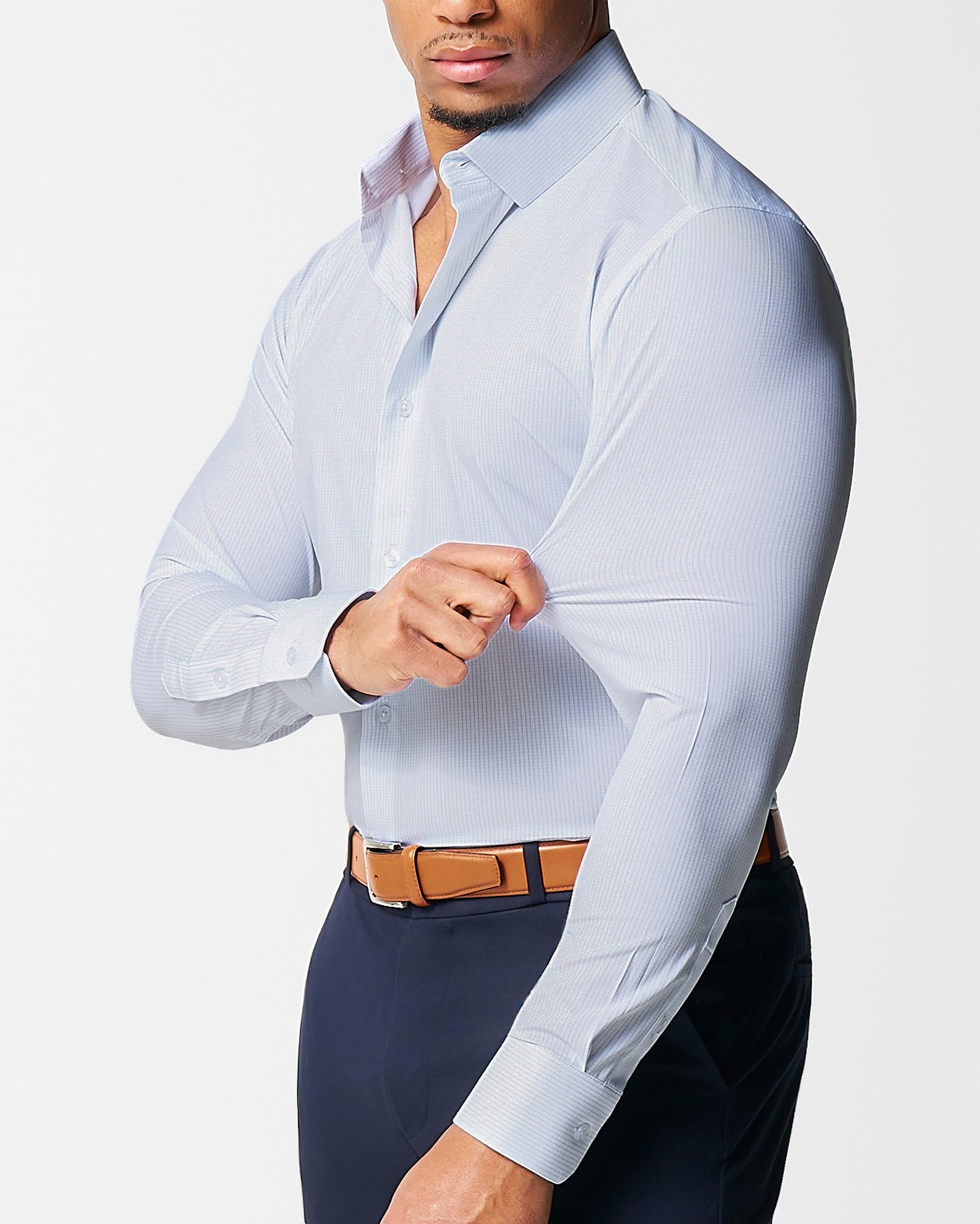 "The Watertown" White & Light Blue Mini Windowpane