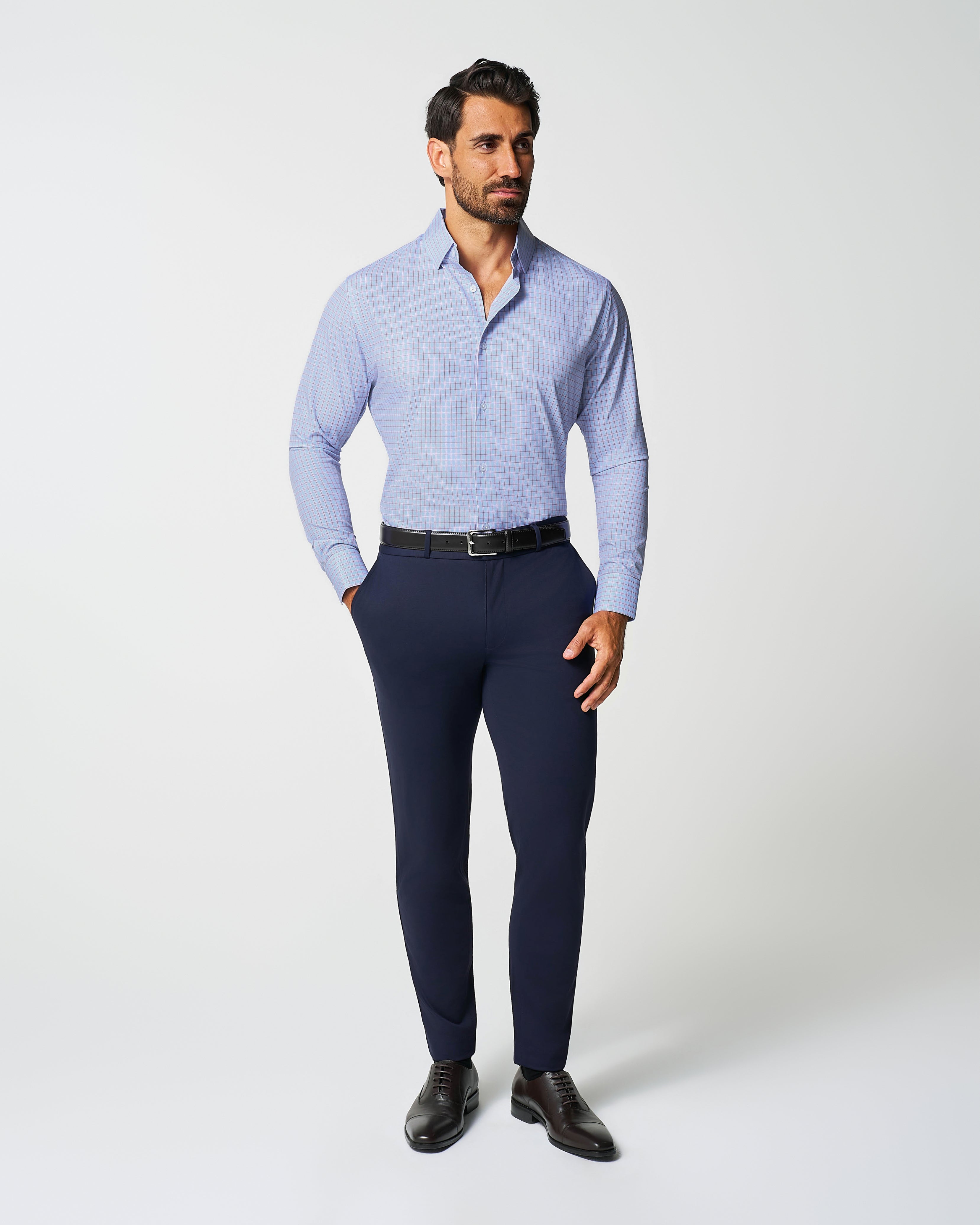 "The Weston" Light Blue, Pink & Black Plaid