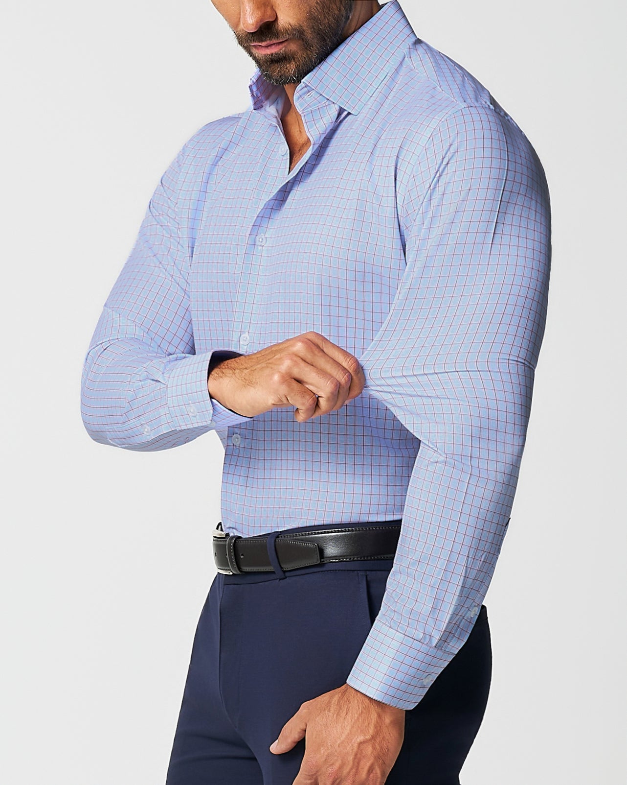 "The Weston" Light Blue, Pink & Black Plaid