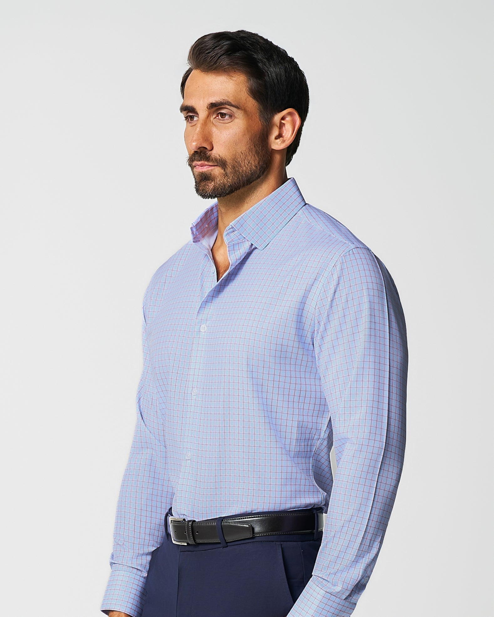 "The Weston" Light Blue, Pink & Black Plaid