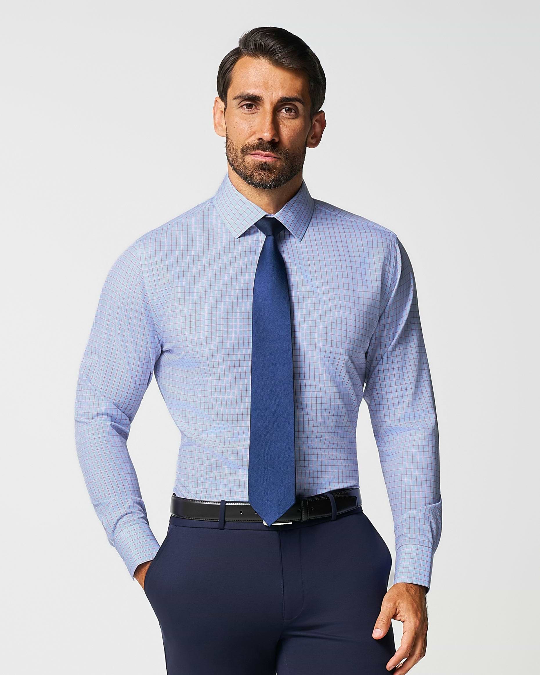 "The Weston" Light Blue, Pink & Black Plaid