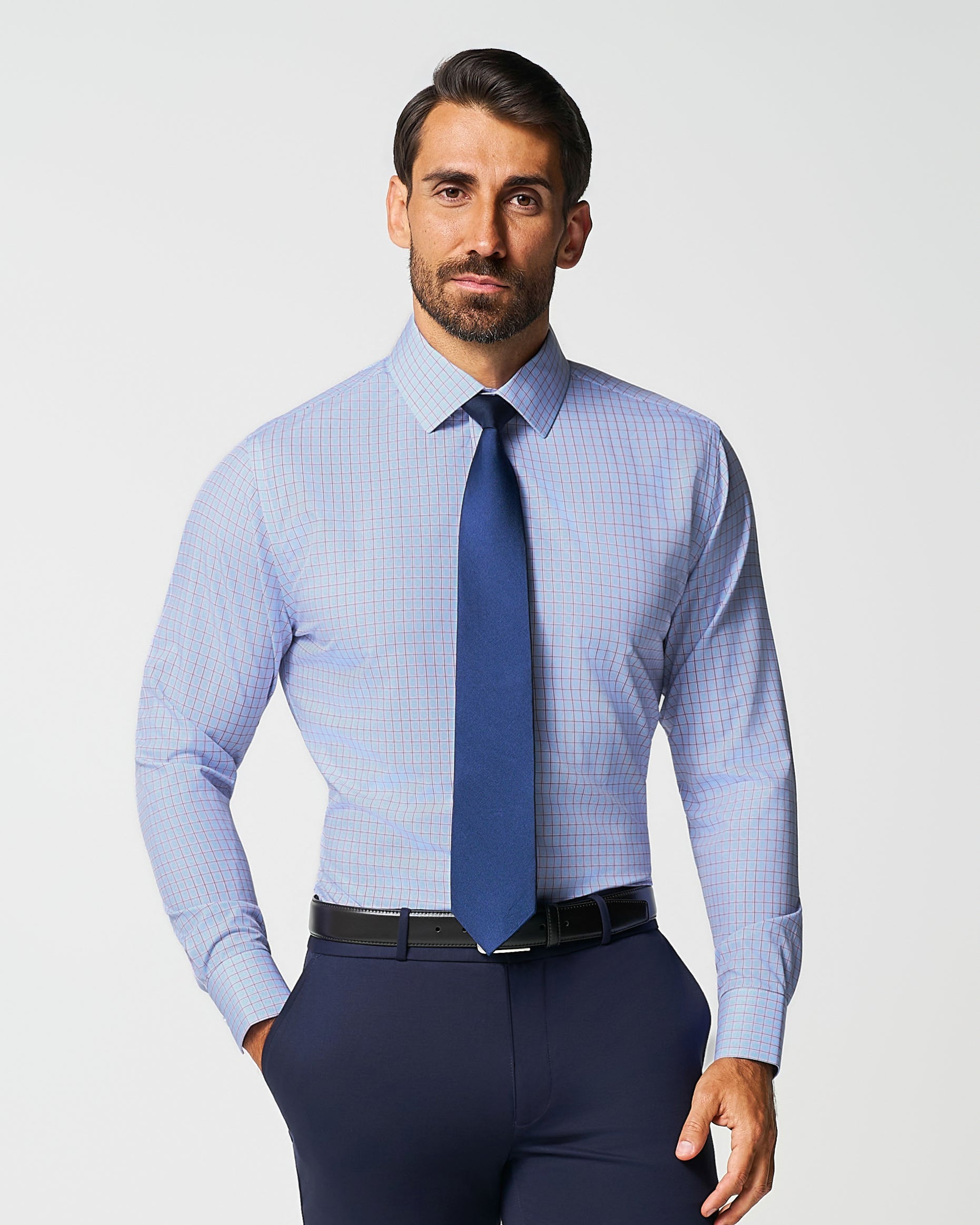 "The Weston" Light Blue, Pink & Black Plaid