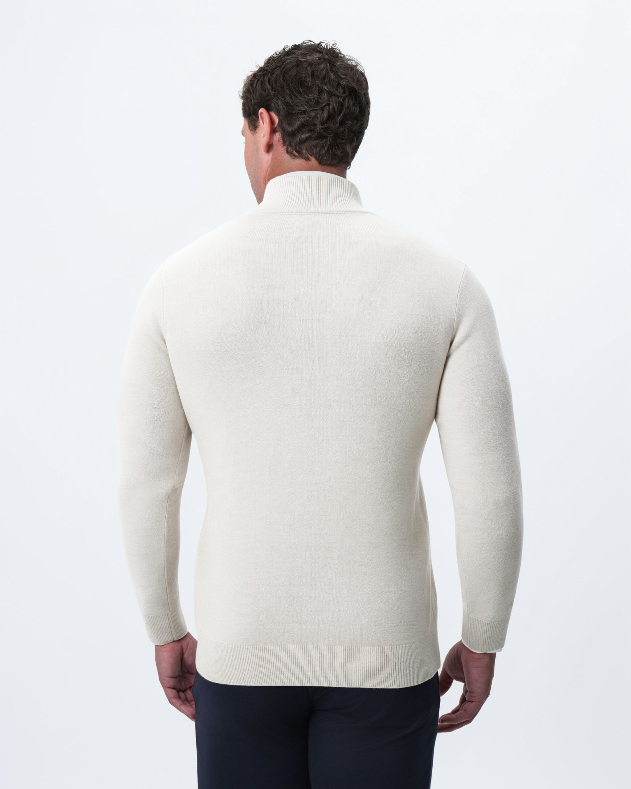 Mid-Weight Wool Quarter Zip - Cream
