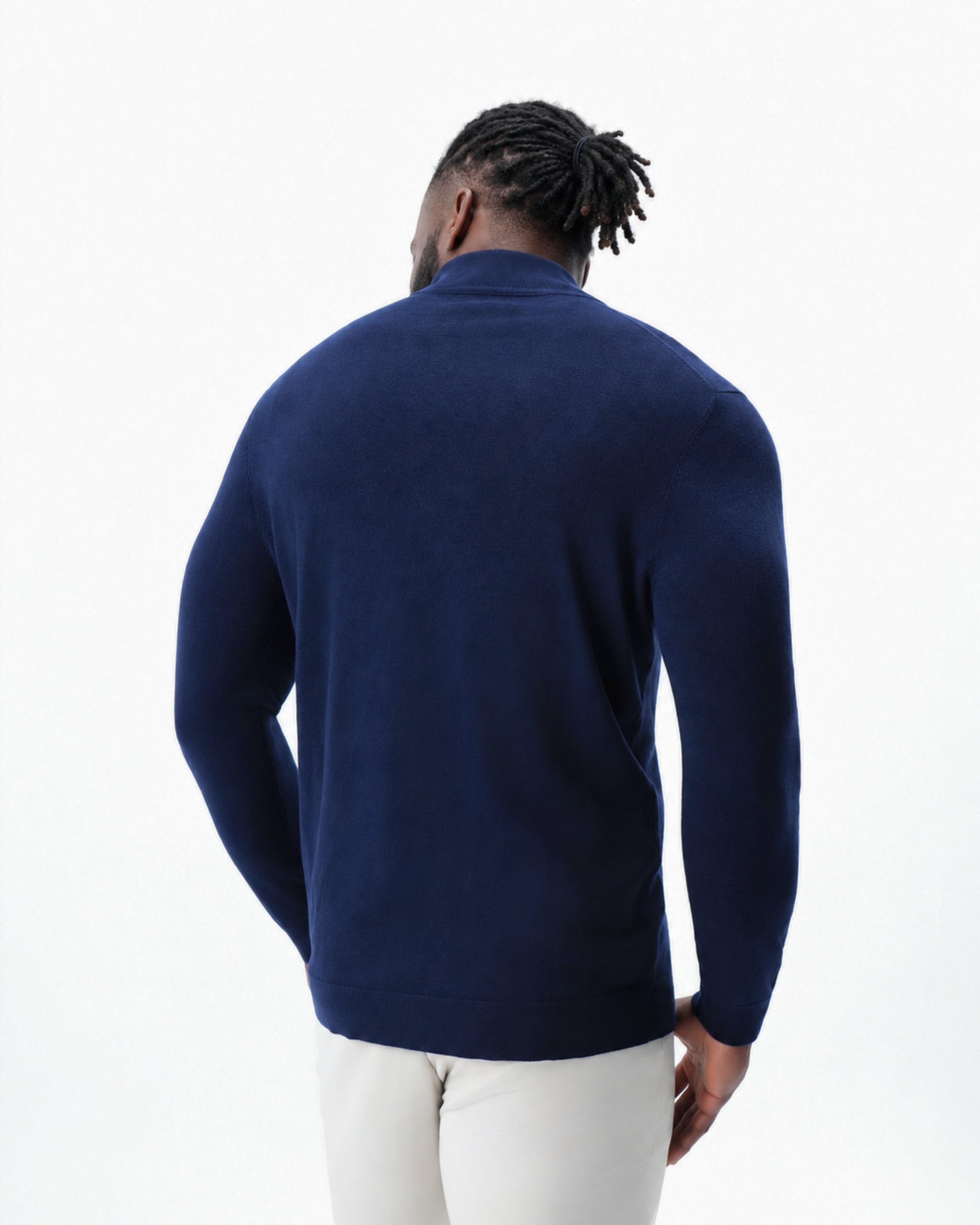 Mid-Weight Wool Quarter Zip - Navy