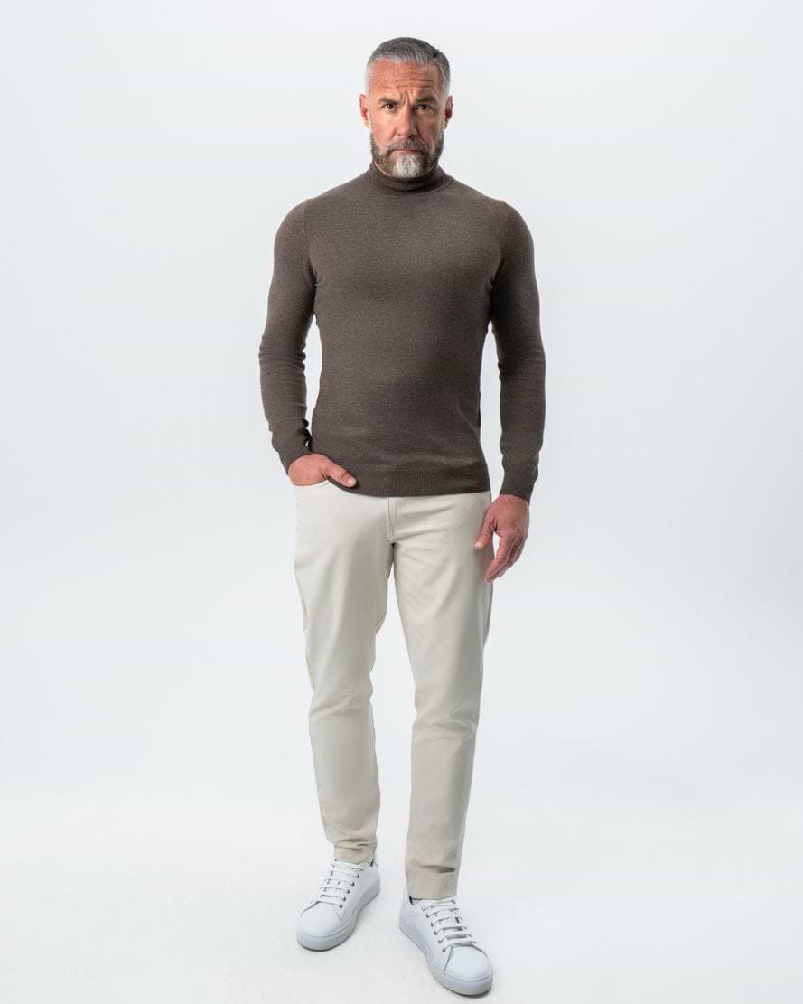Mid-Weight Wool Turtleneck - Brown
